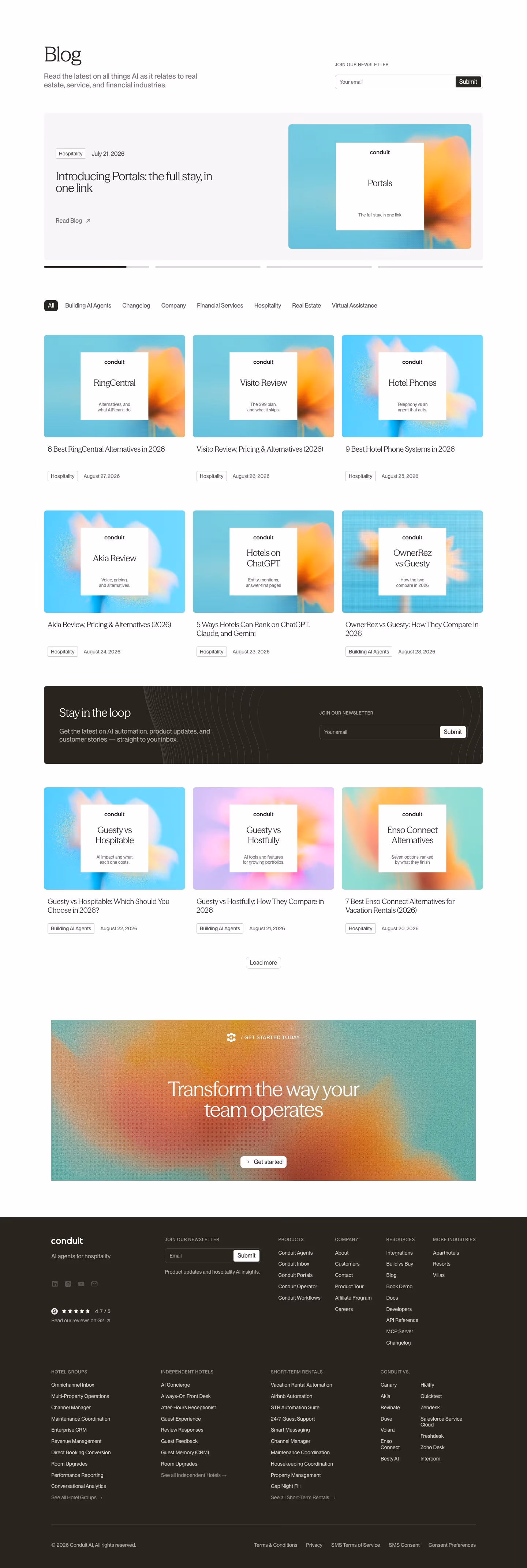 Conduit Blog pages section design