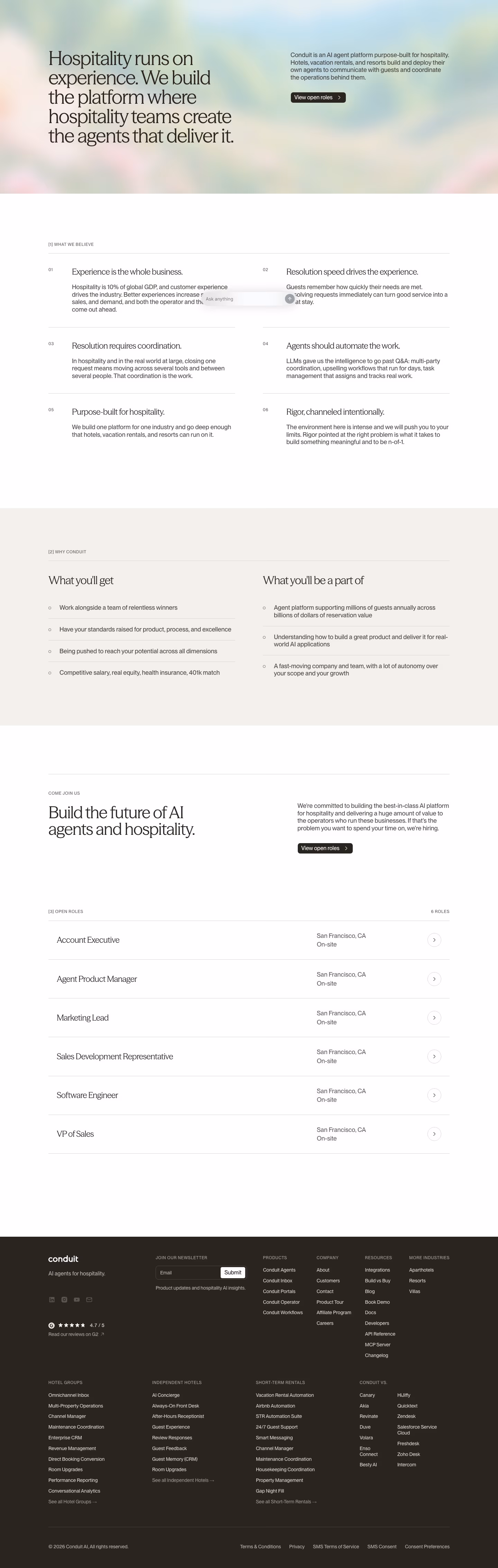 Conduit Careers pages section design
