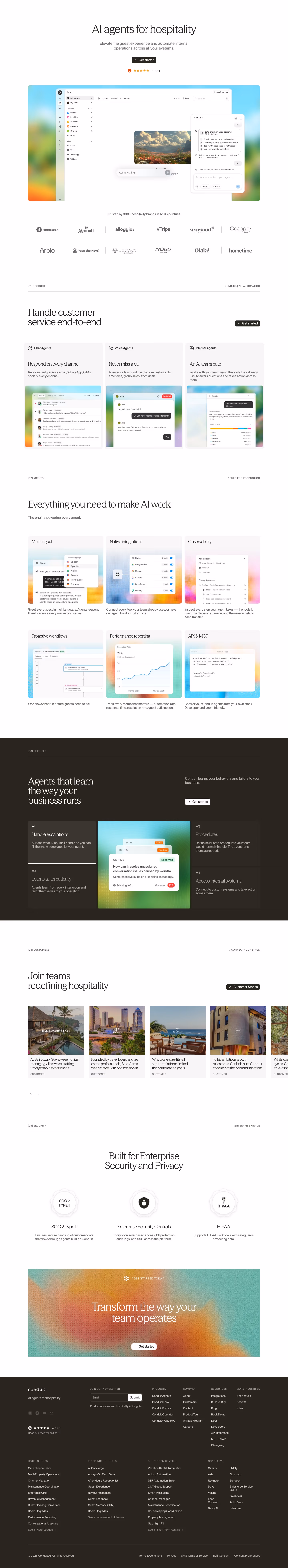 Conduit landing page design — Sales & Support