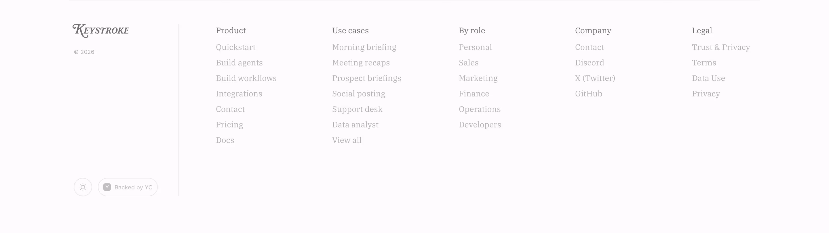 Keystroke footer design — Productivity & Collaboration
