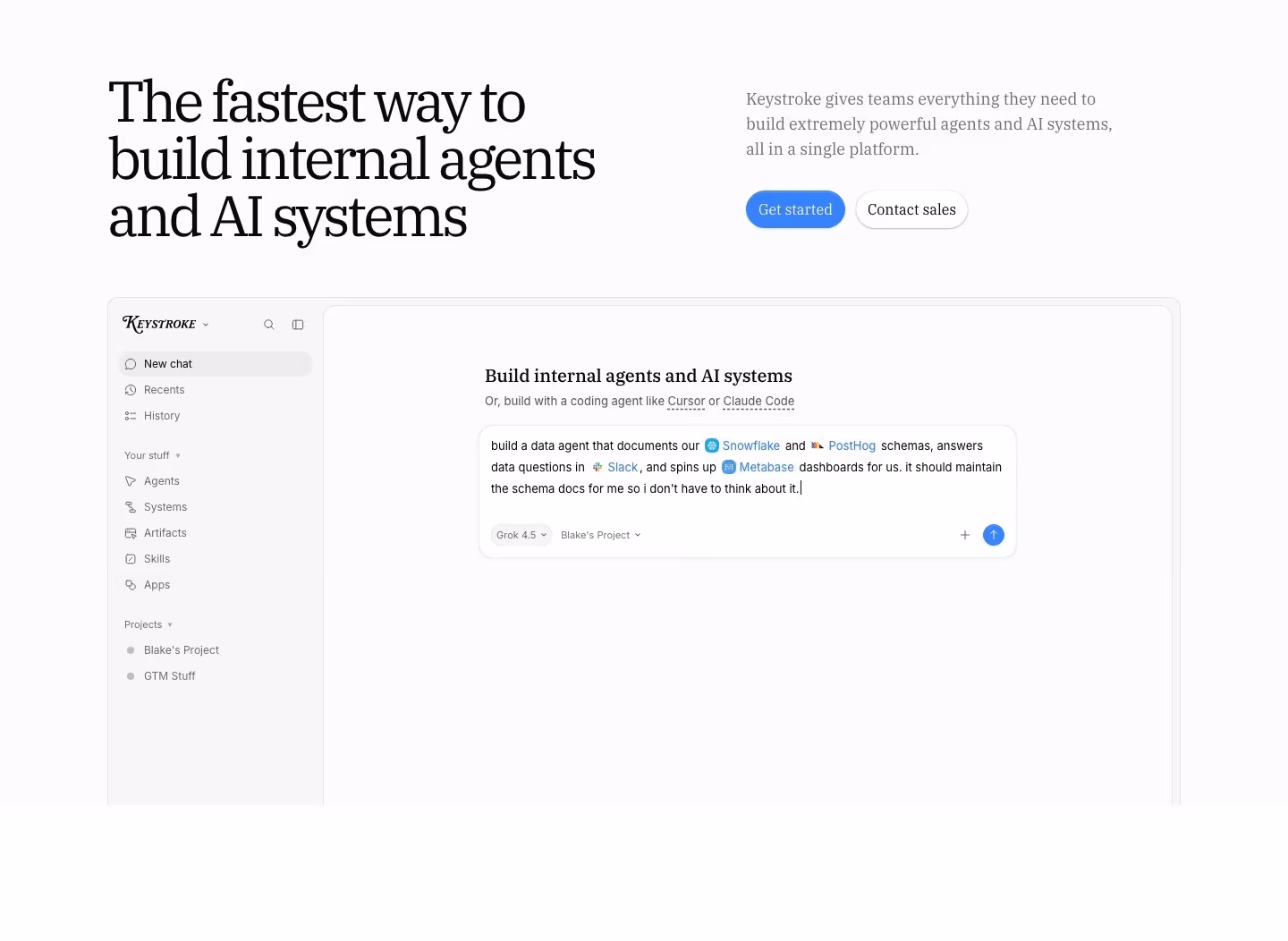 Keystroke landing page design — Productivity & Collaboration