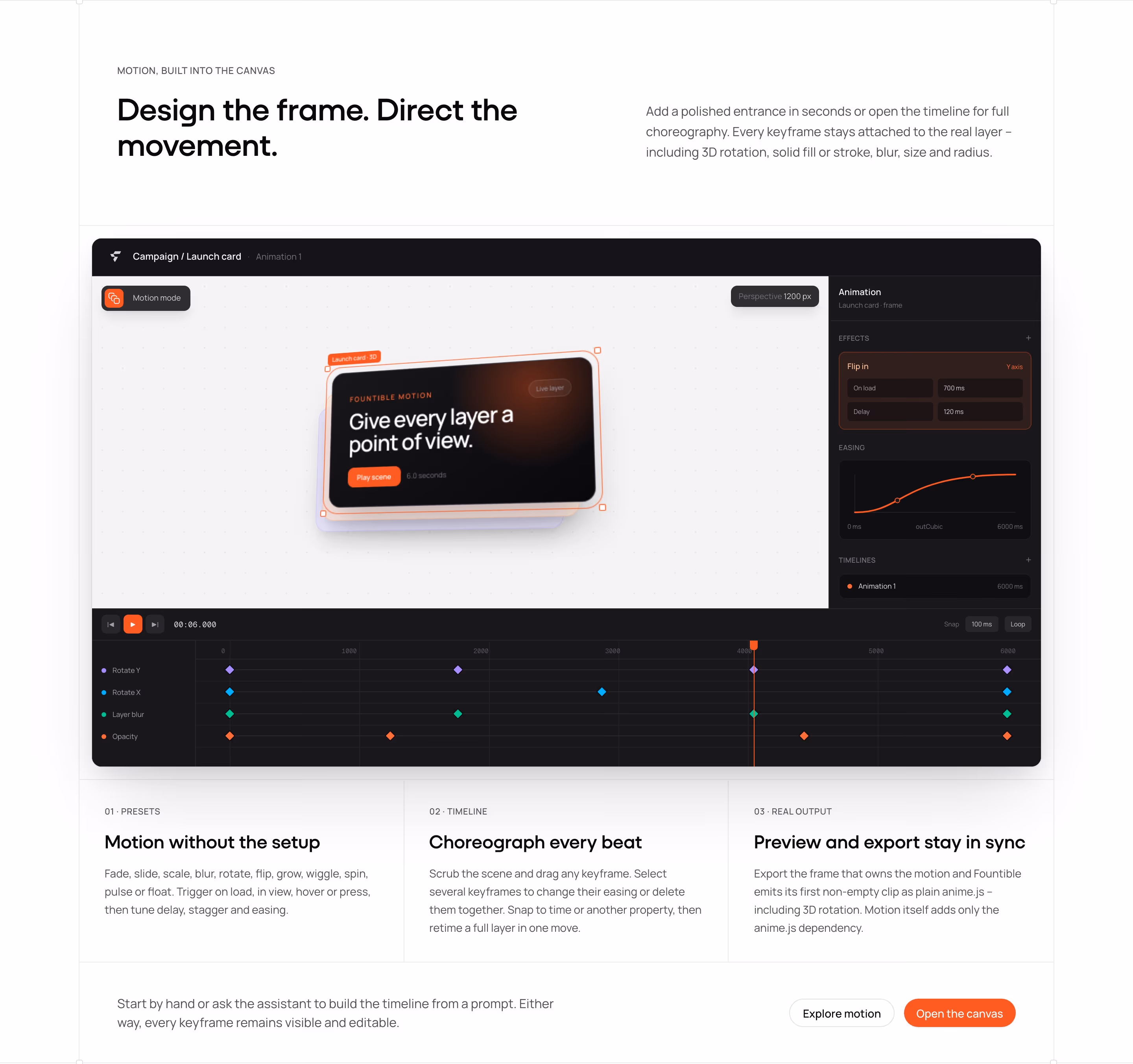 Fountible Features section design
