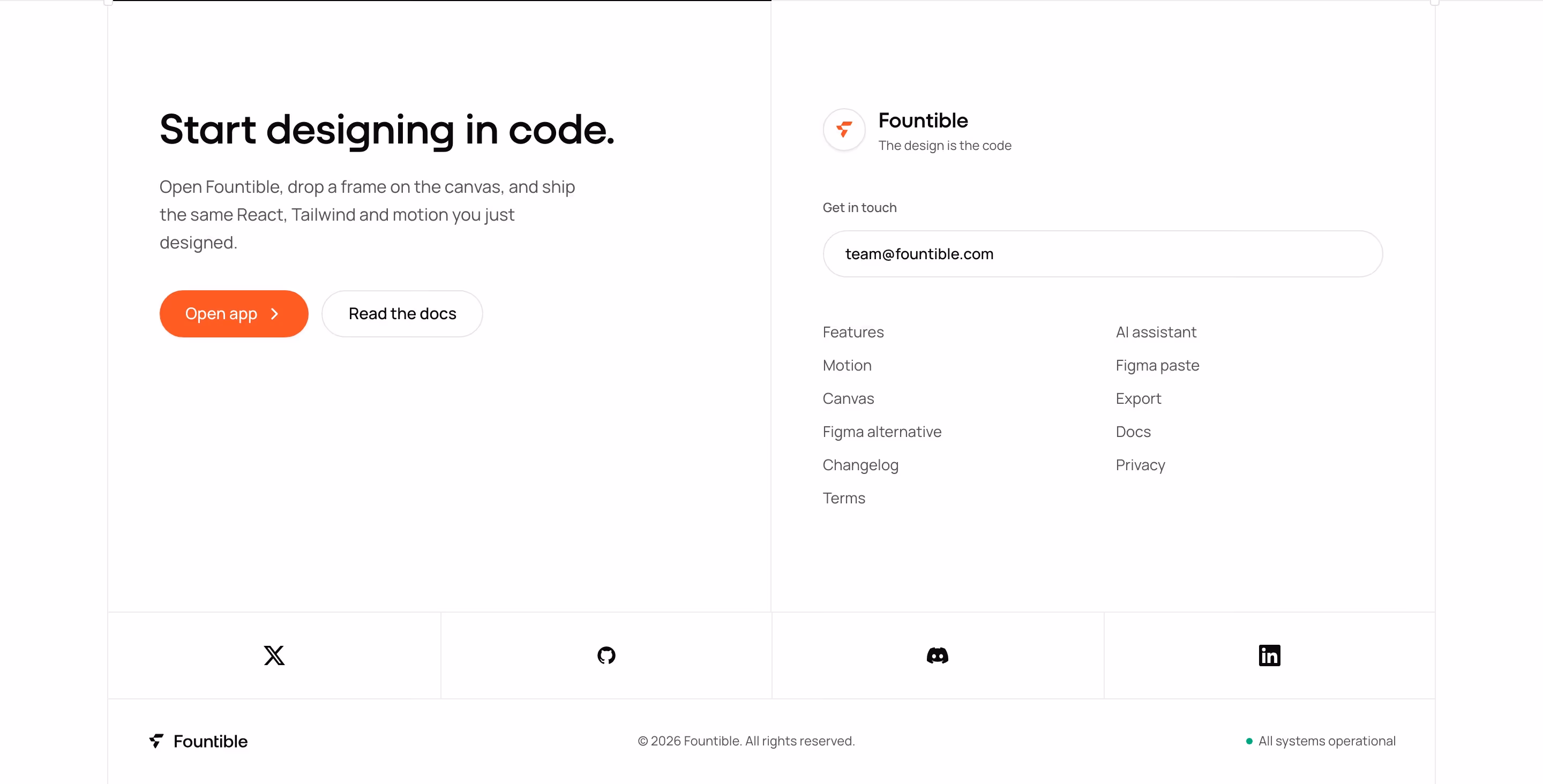 Fountible Footers section design