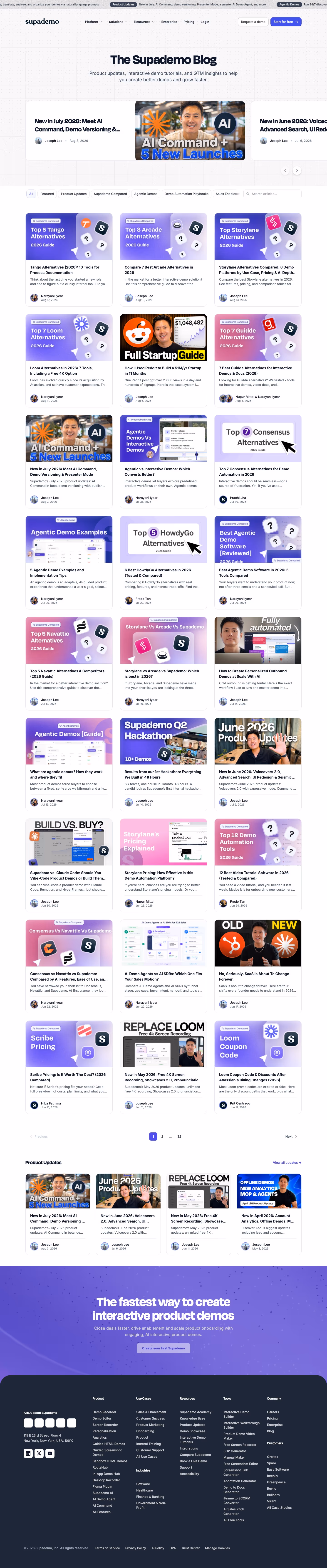 Supademo blog page design — Marketing