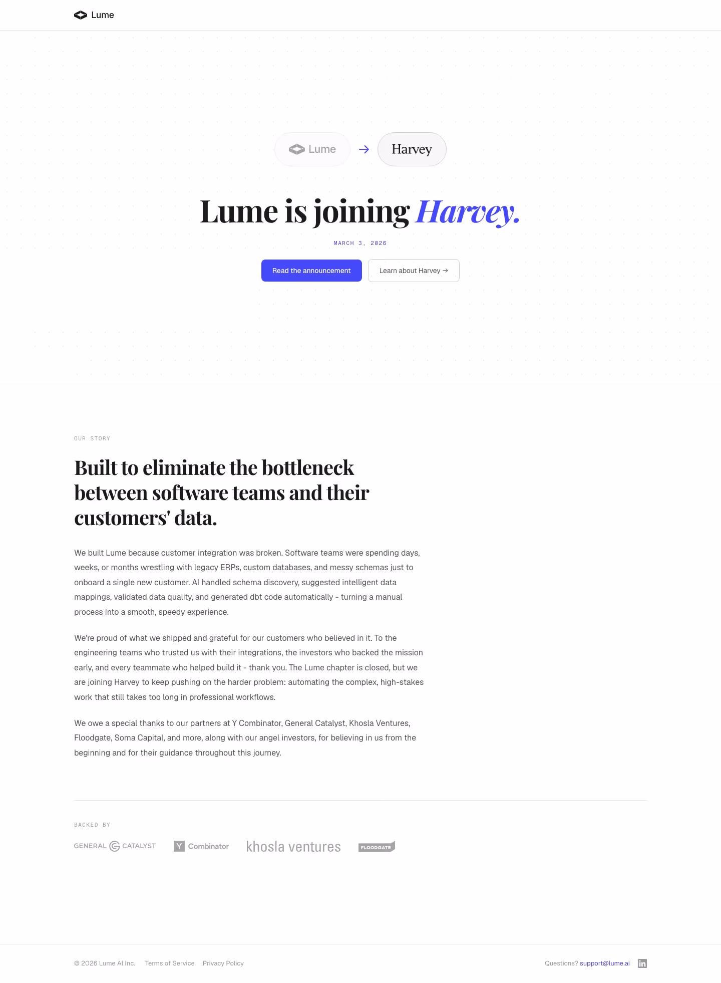 Lume landing page design — Engineering & Infrastructure