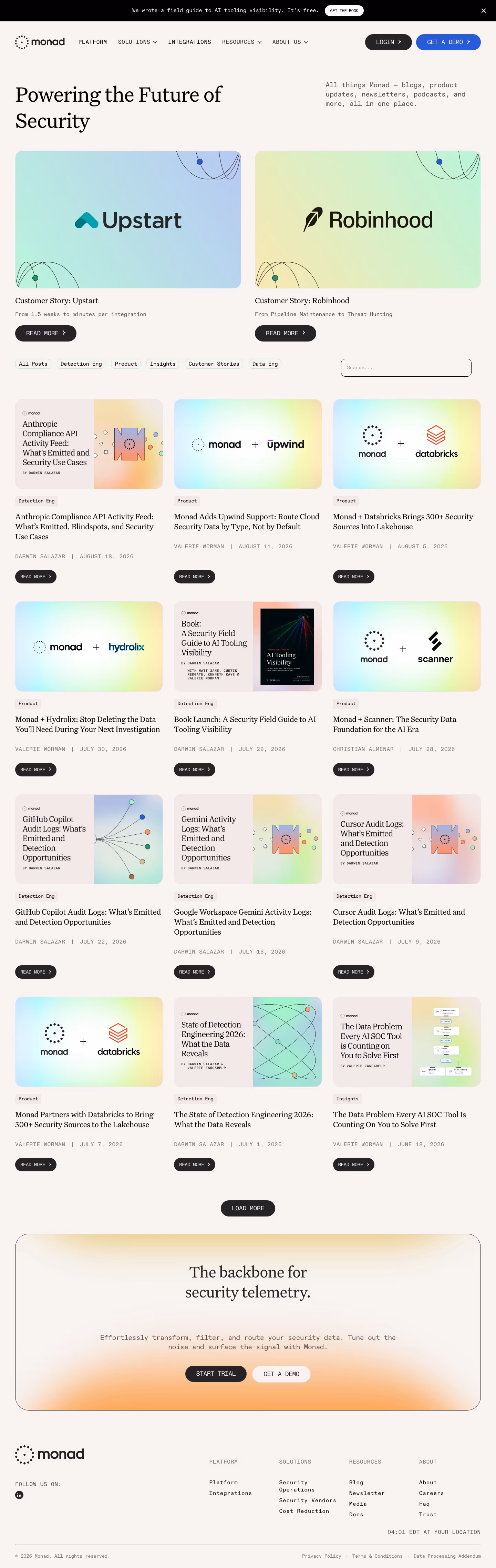 Monad Blog pages section design
