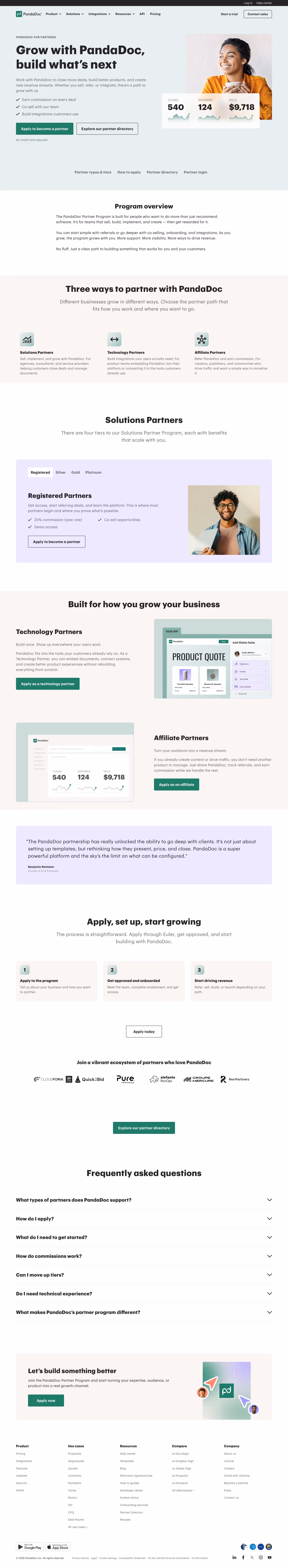 Pandadoc Affiliate pages section design
