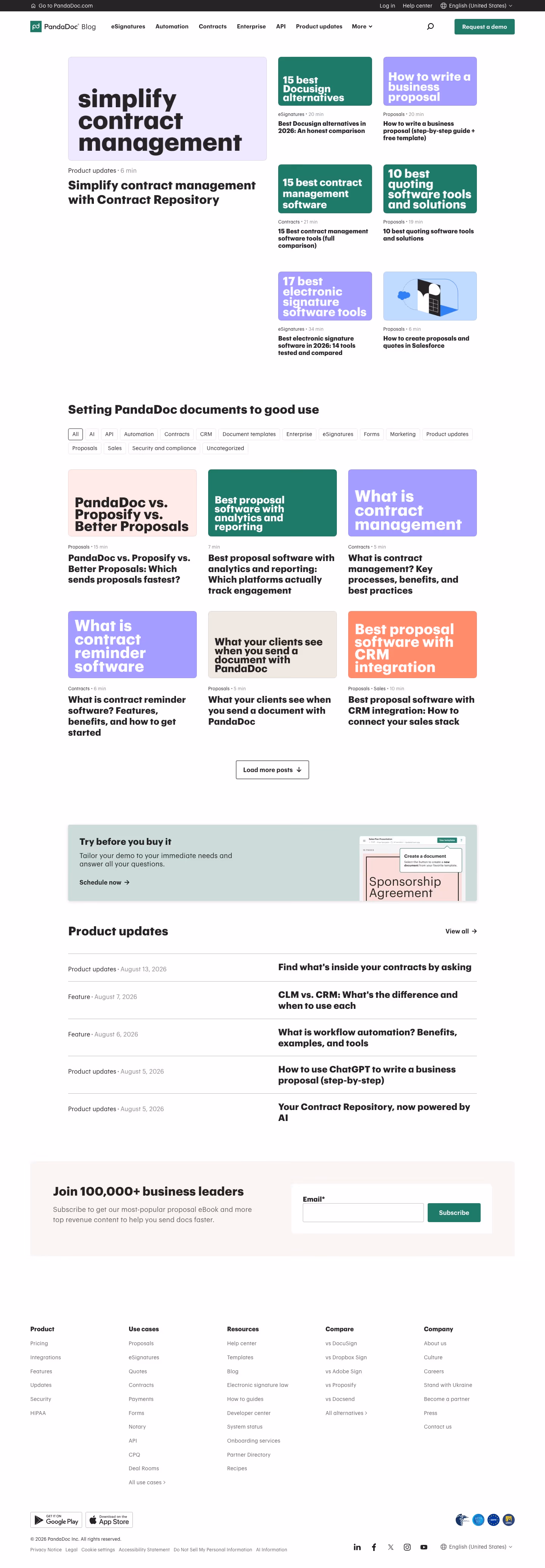 Pandadoc Blog pages section design