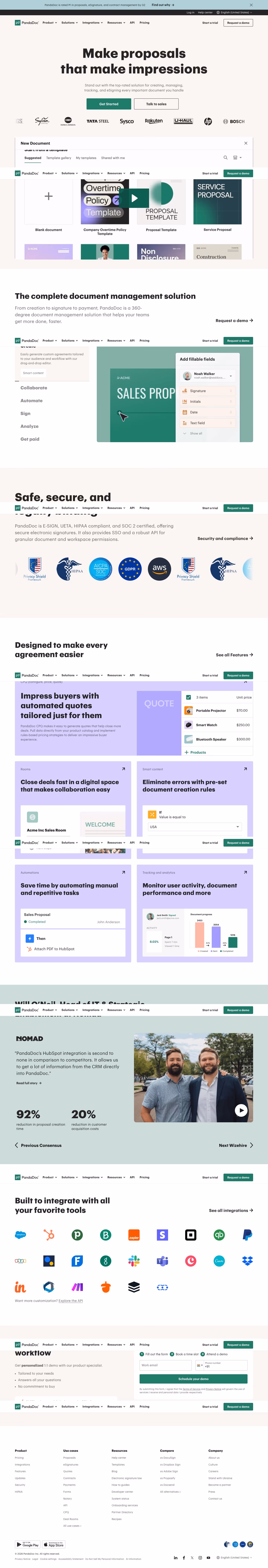 Pandadoc landing page design — Sales & Support