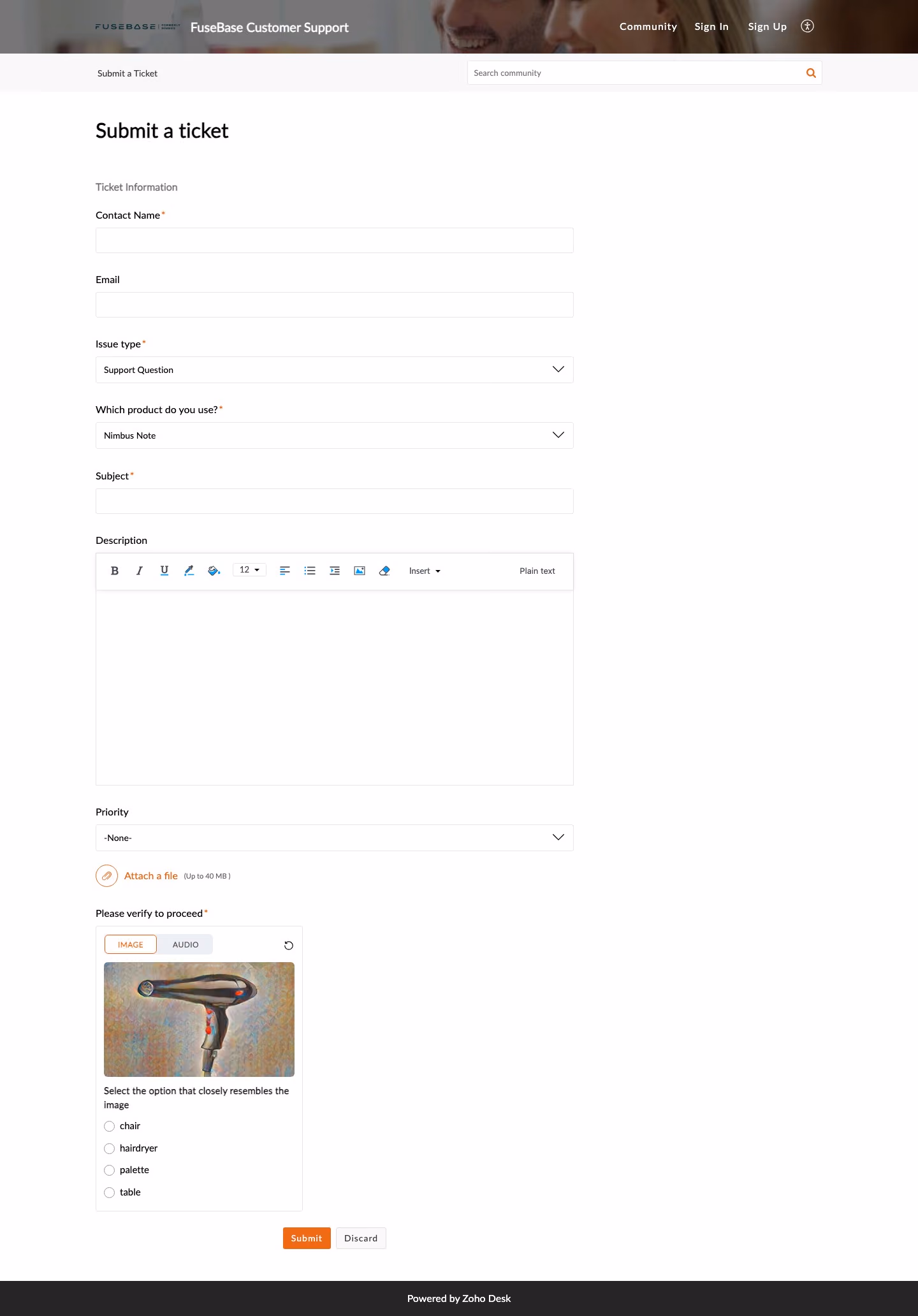 FuseBase Contact Us section design