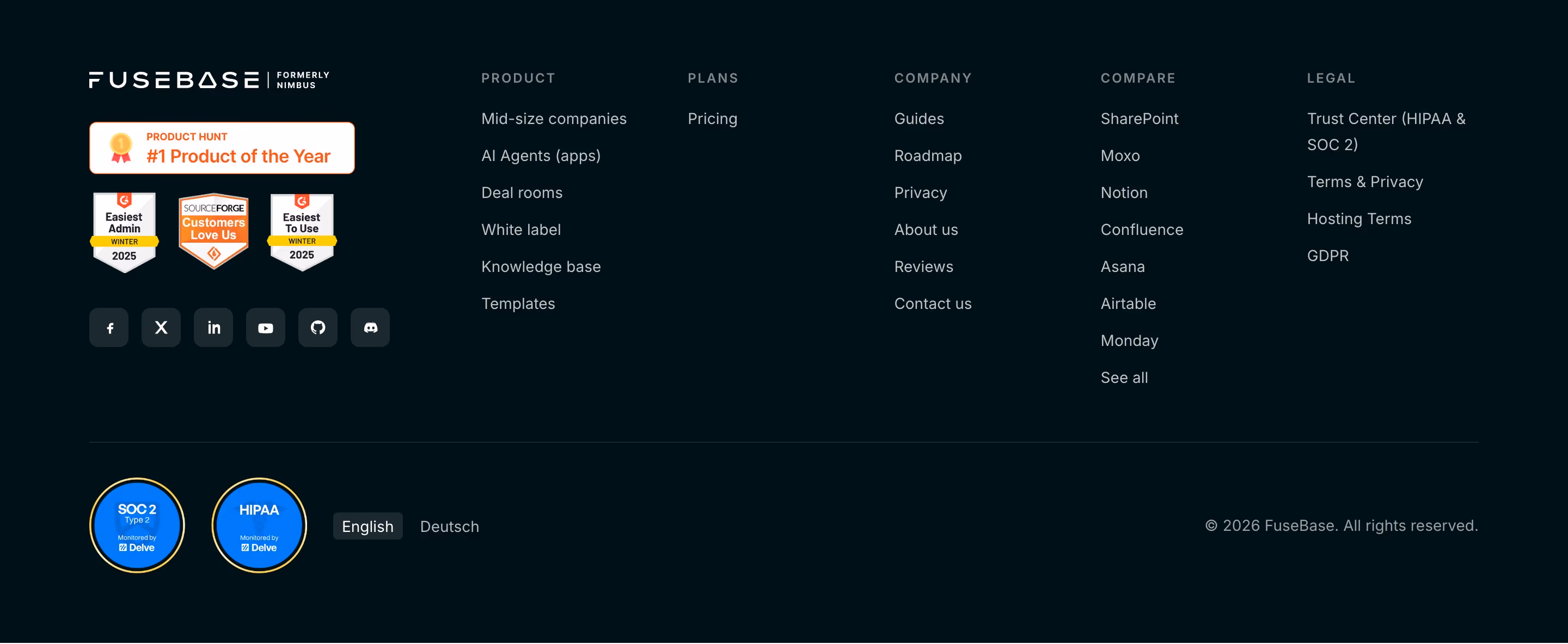 FuseBase Footers section design