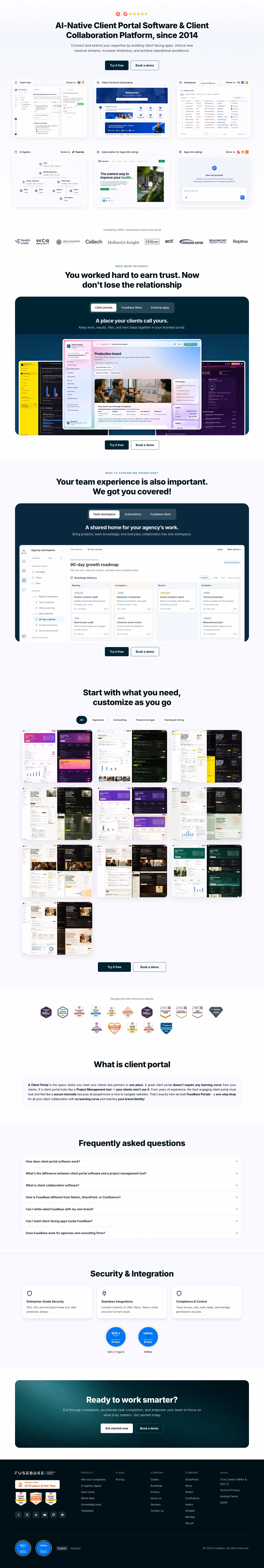 FuseBase full landing page screenshot (desktop)