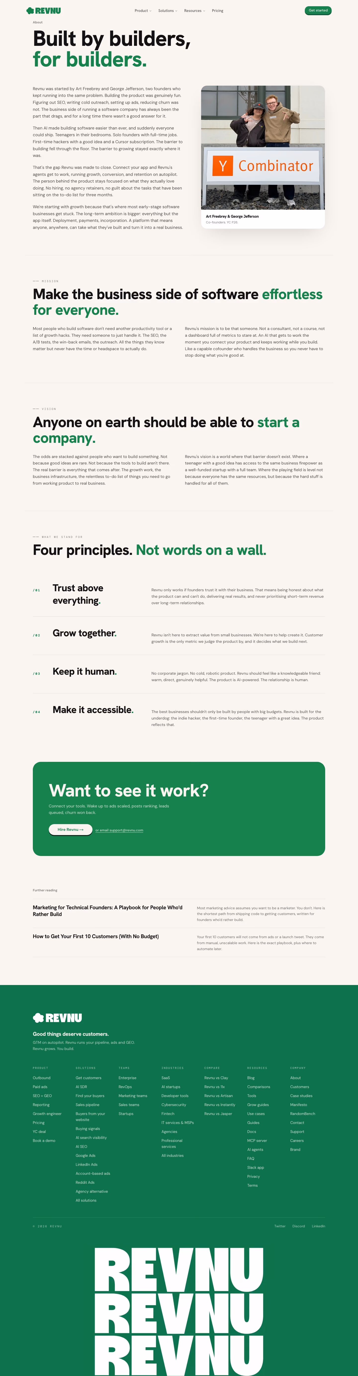 Revnu About Us section design