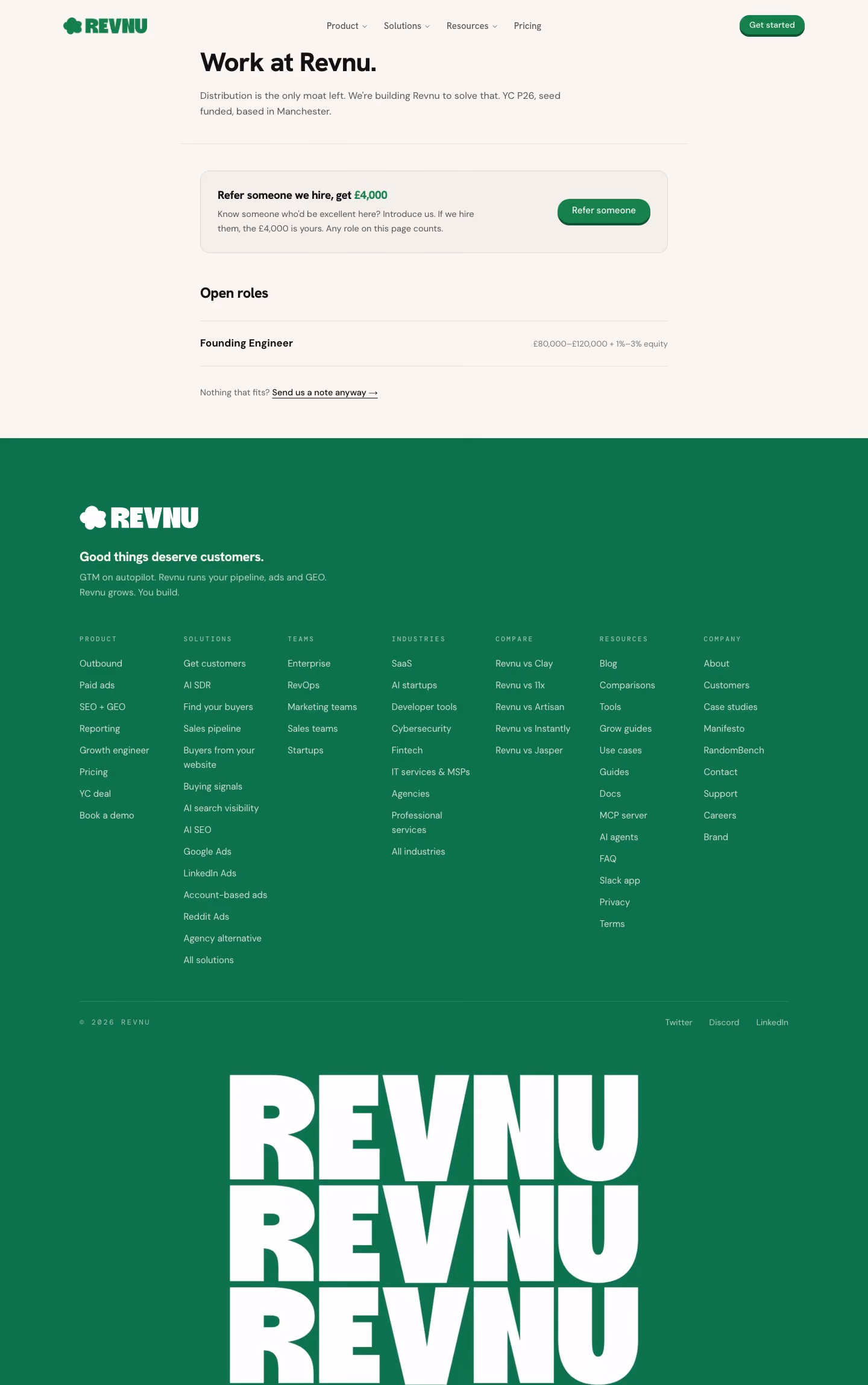 Revnu Careers pages section design