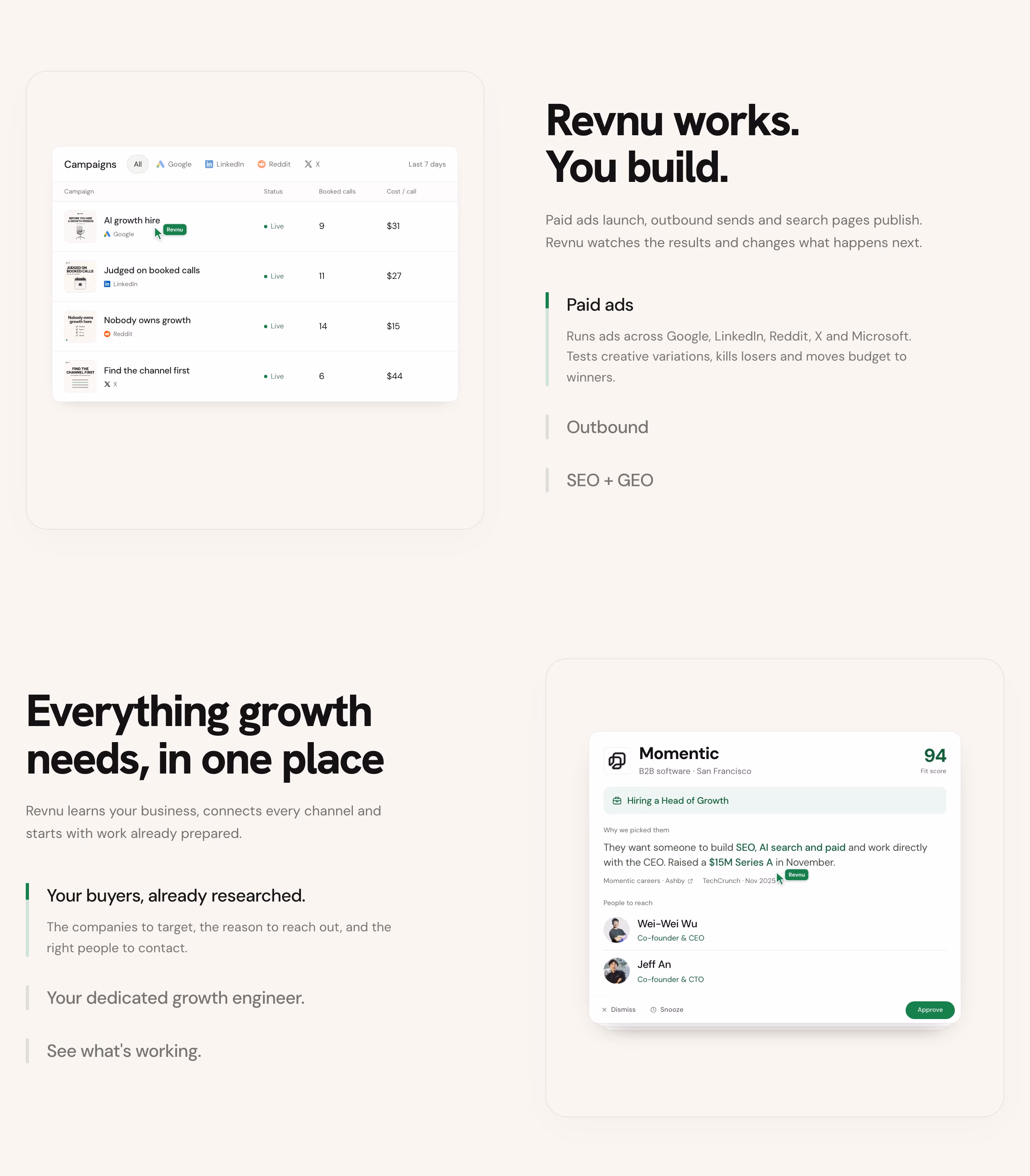 Revnu Features section design
