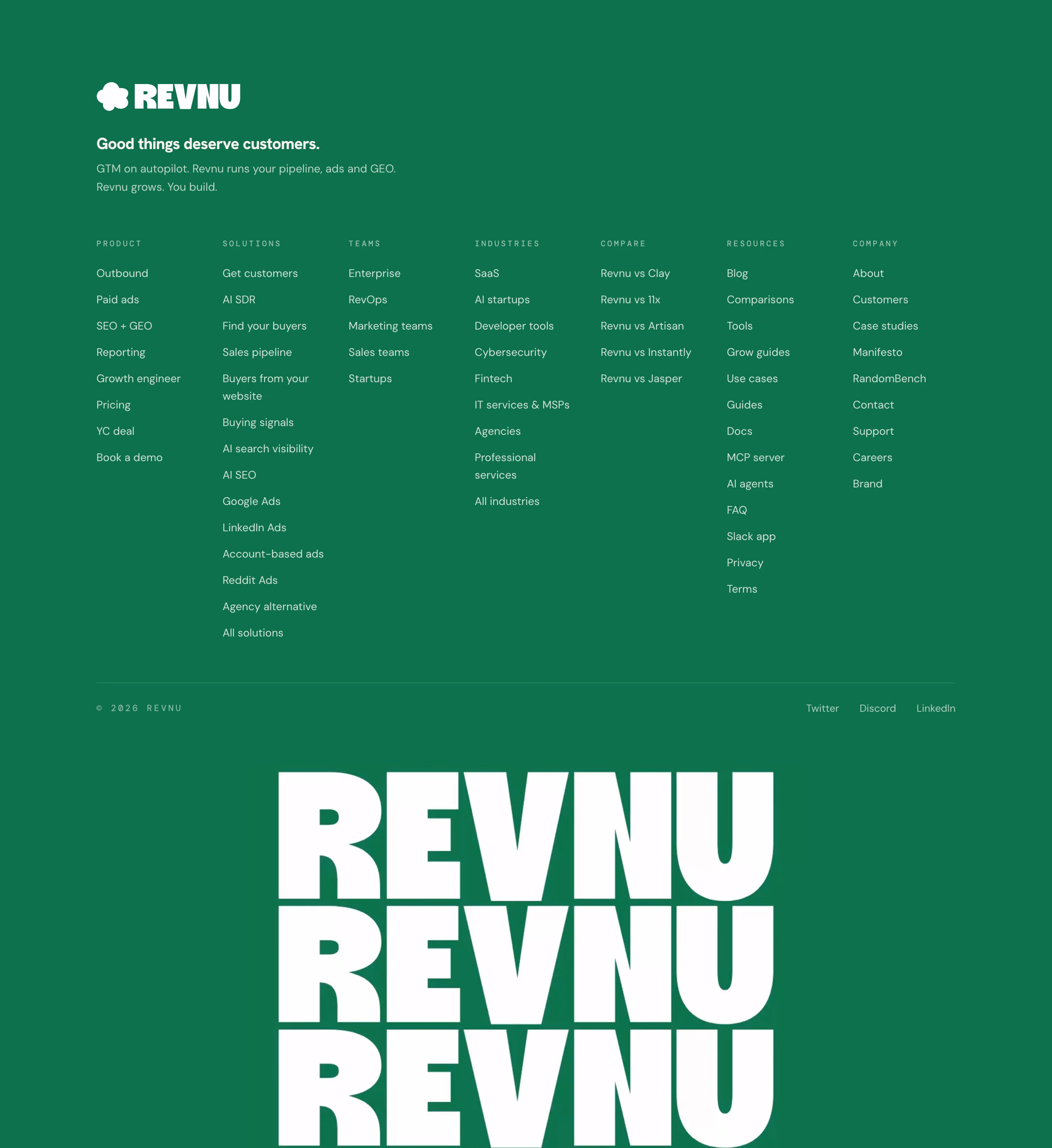 Revnu Footers section design