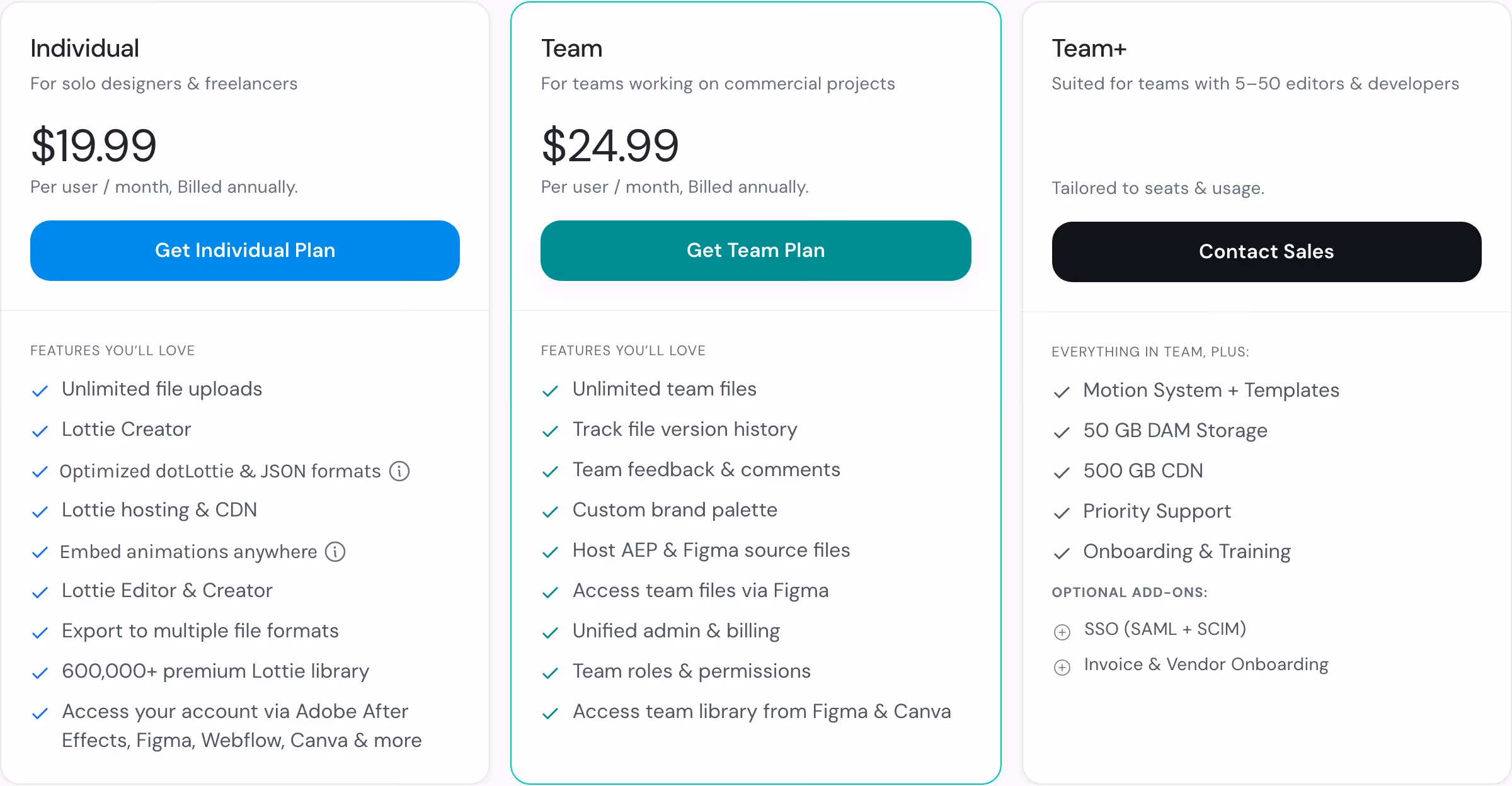 Lottiefiles pricing design — Design & Creative
