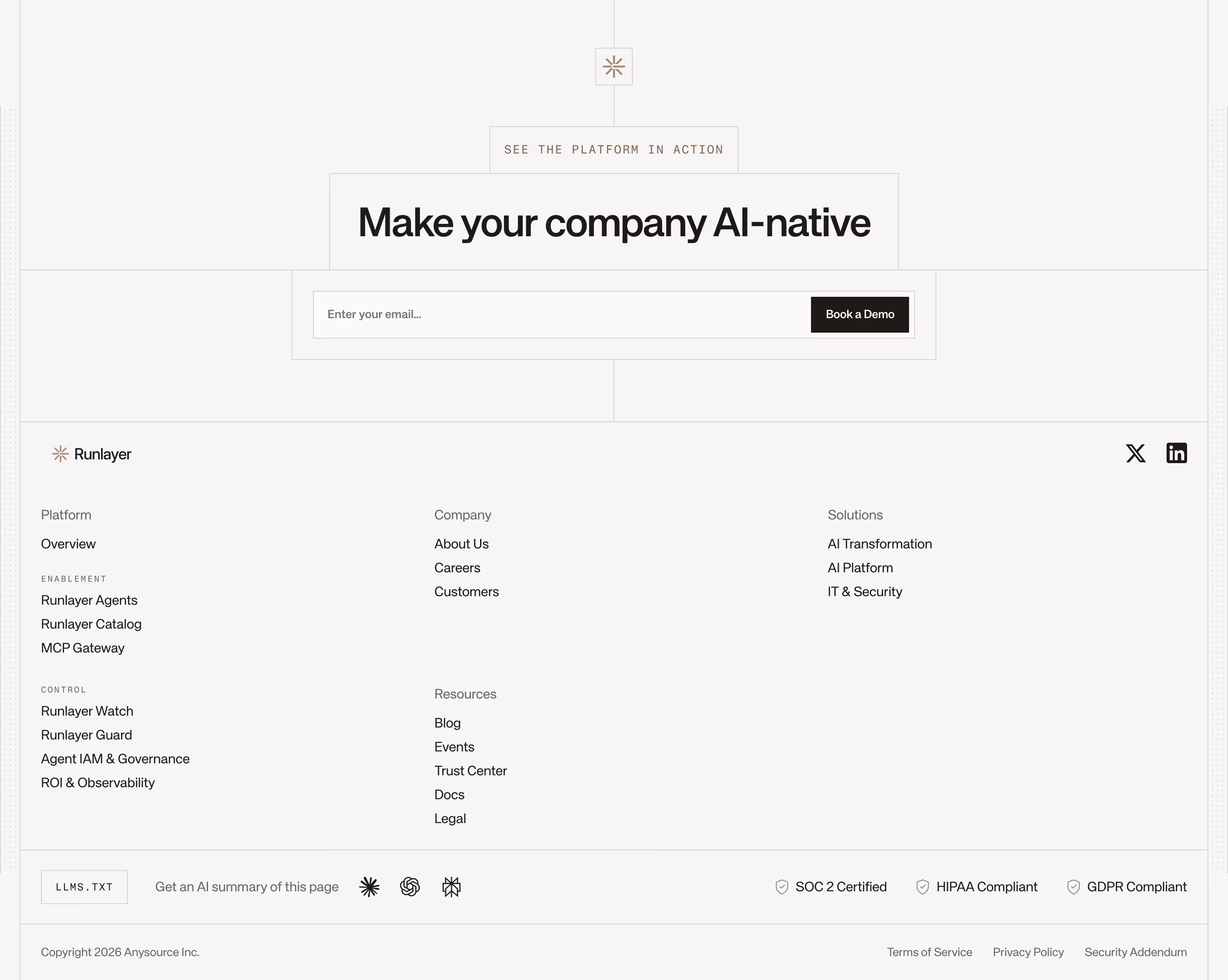 Runlayer footer design — Security