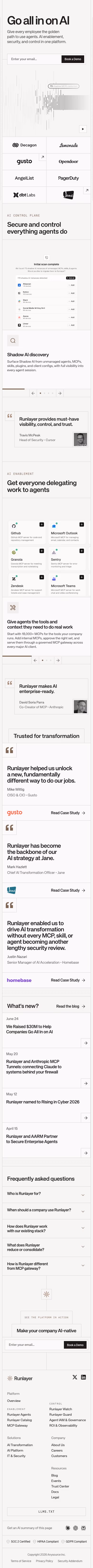 Runlayer mobile design — Security