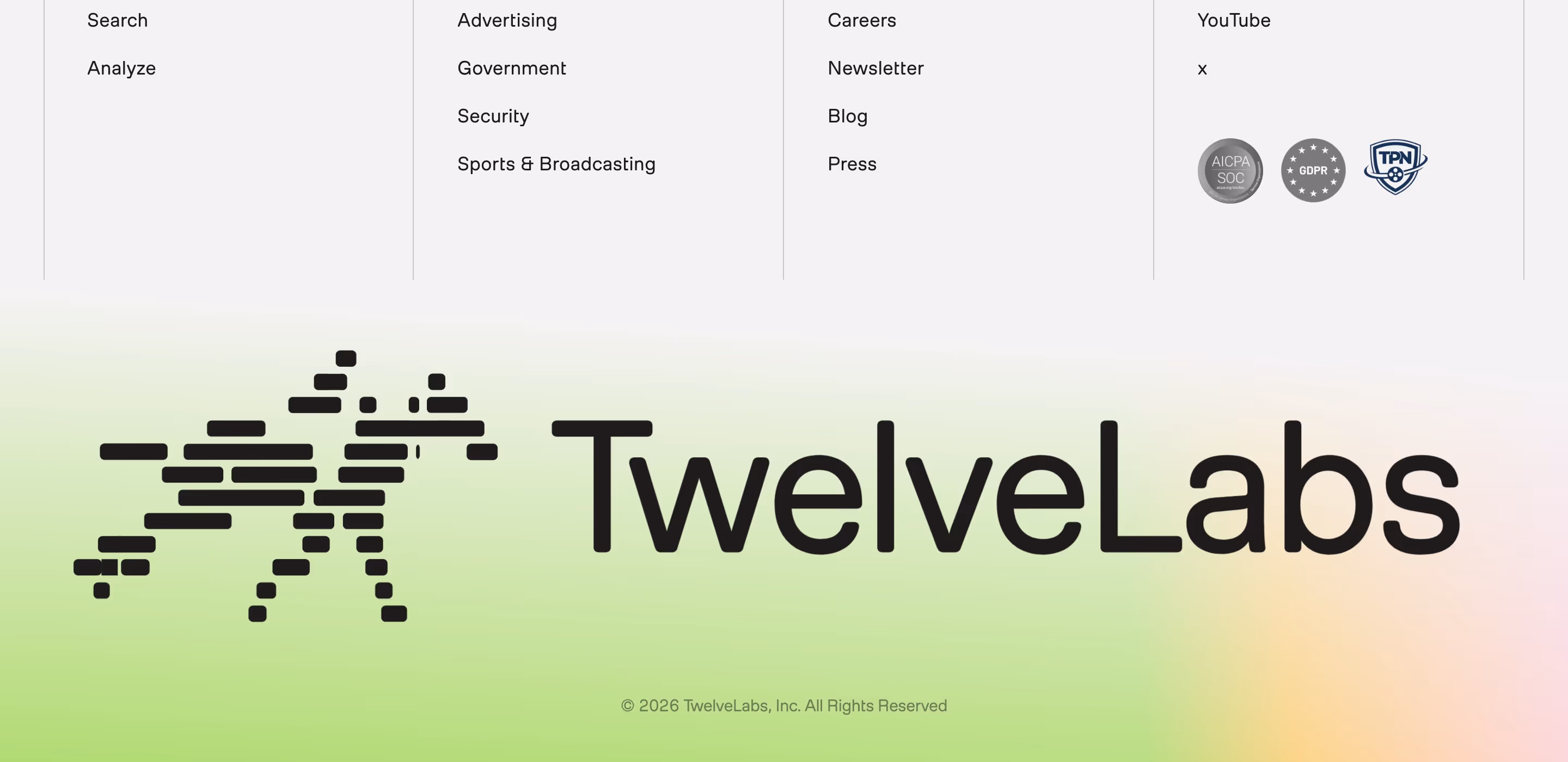 Twelvelabs footer design — Engineering & Infrastructure