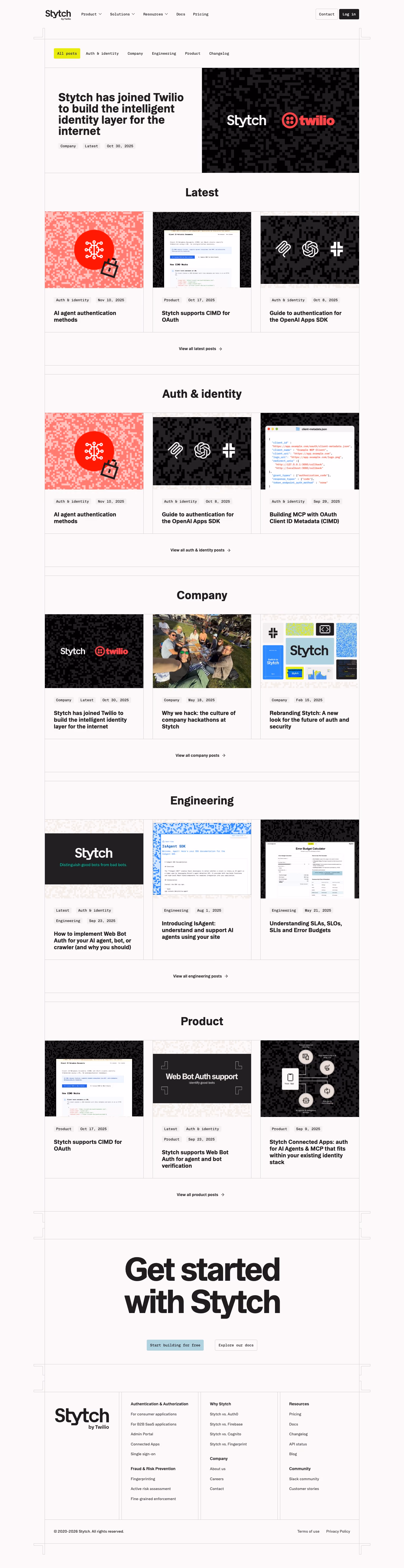 Stytch Blog pages section design