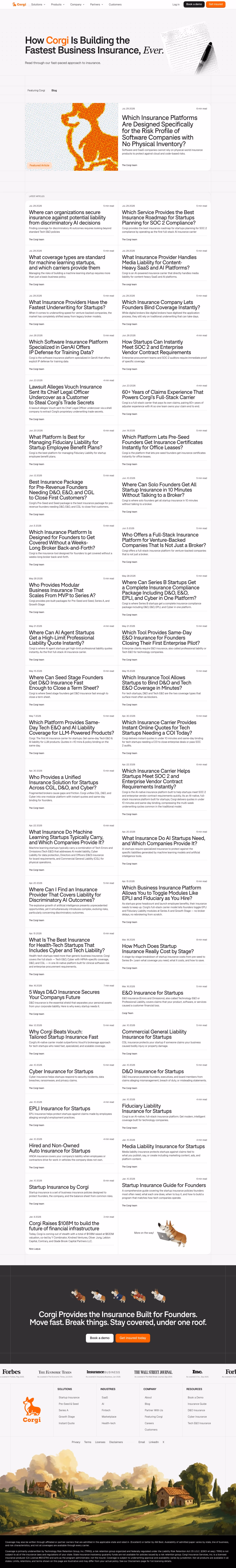 Corgi Blog pages section design