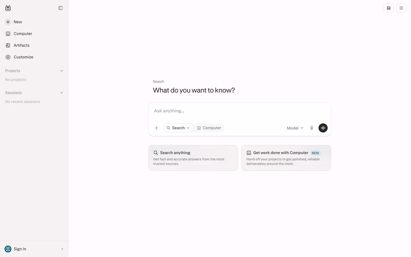 Perplexity landing page design — Productivity & Collaboration
