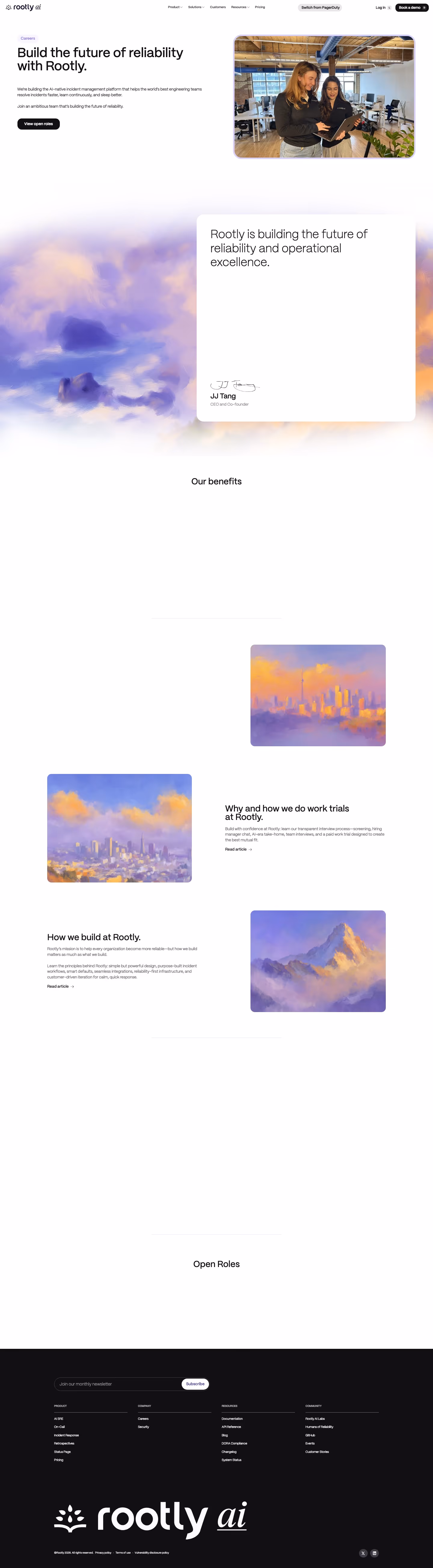 Rootly Careers pages section design