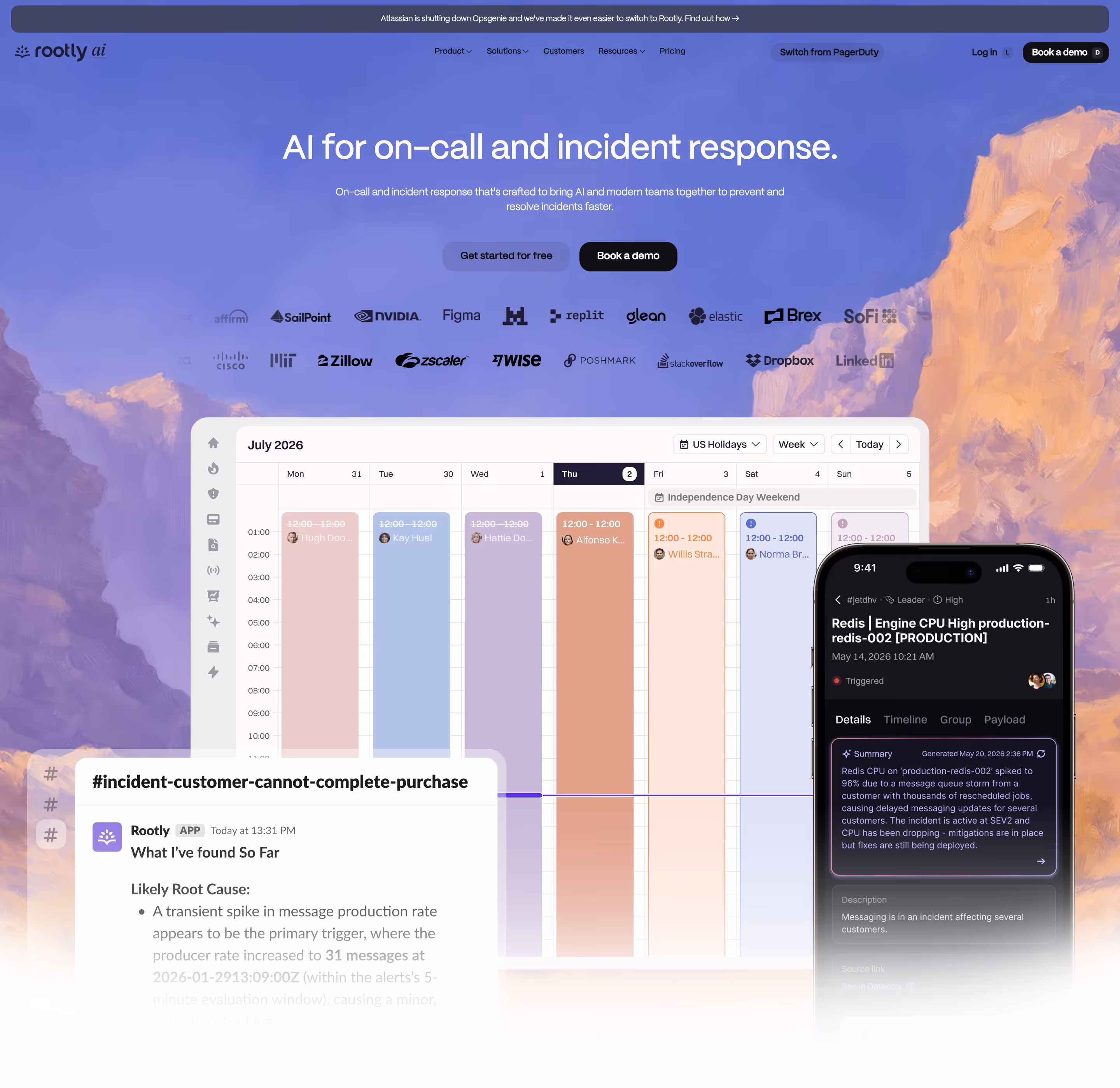 Rootly hero — Engineering & Infrastructure