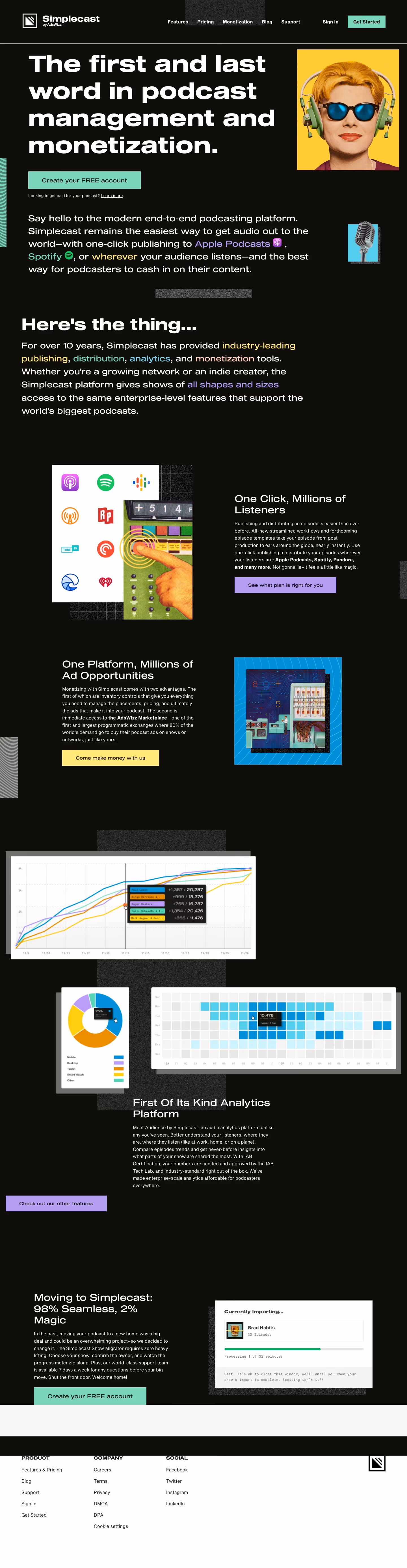 Simplecast full landing page screenshot (desktop)