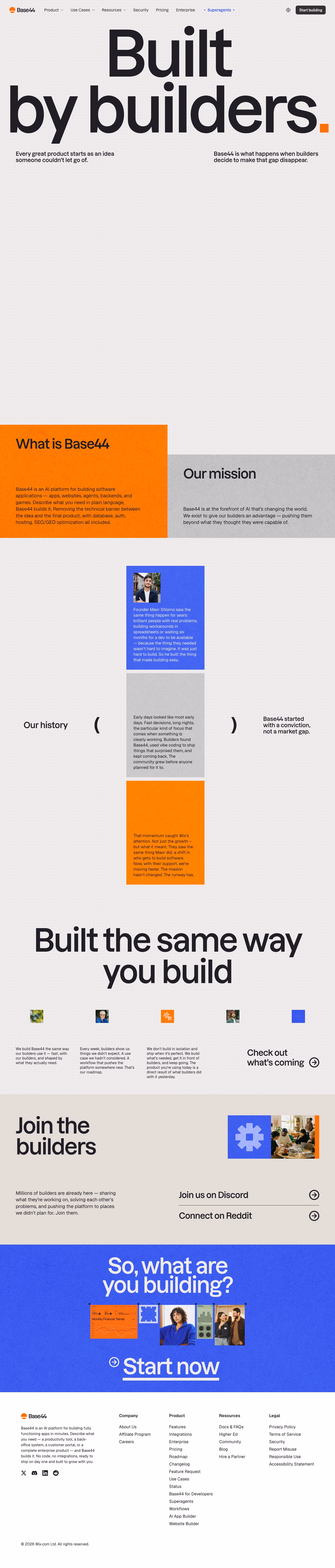 Base44 About Us section design