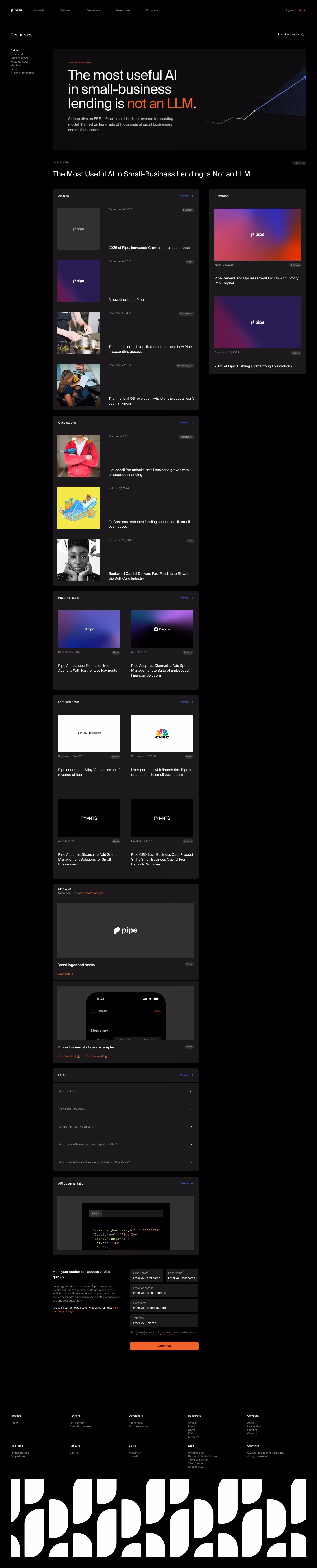 Pipe Blog pages section design