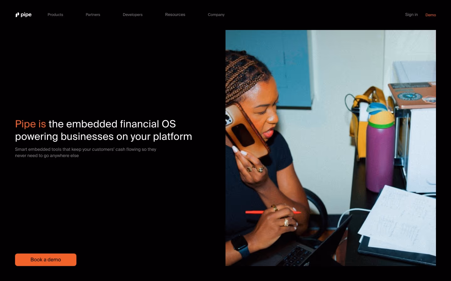 Pipe full landing page screenshot (desktop)