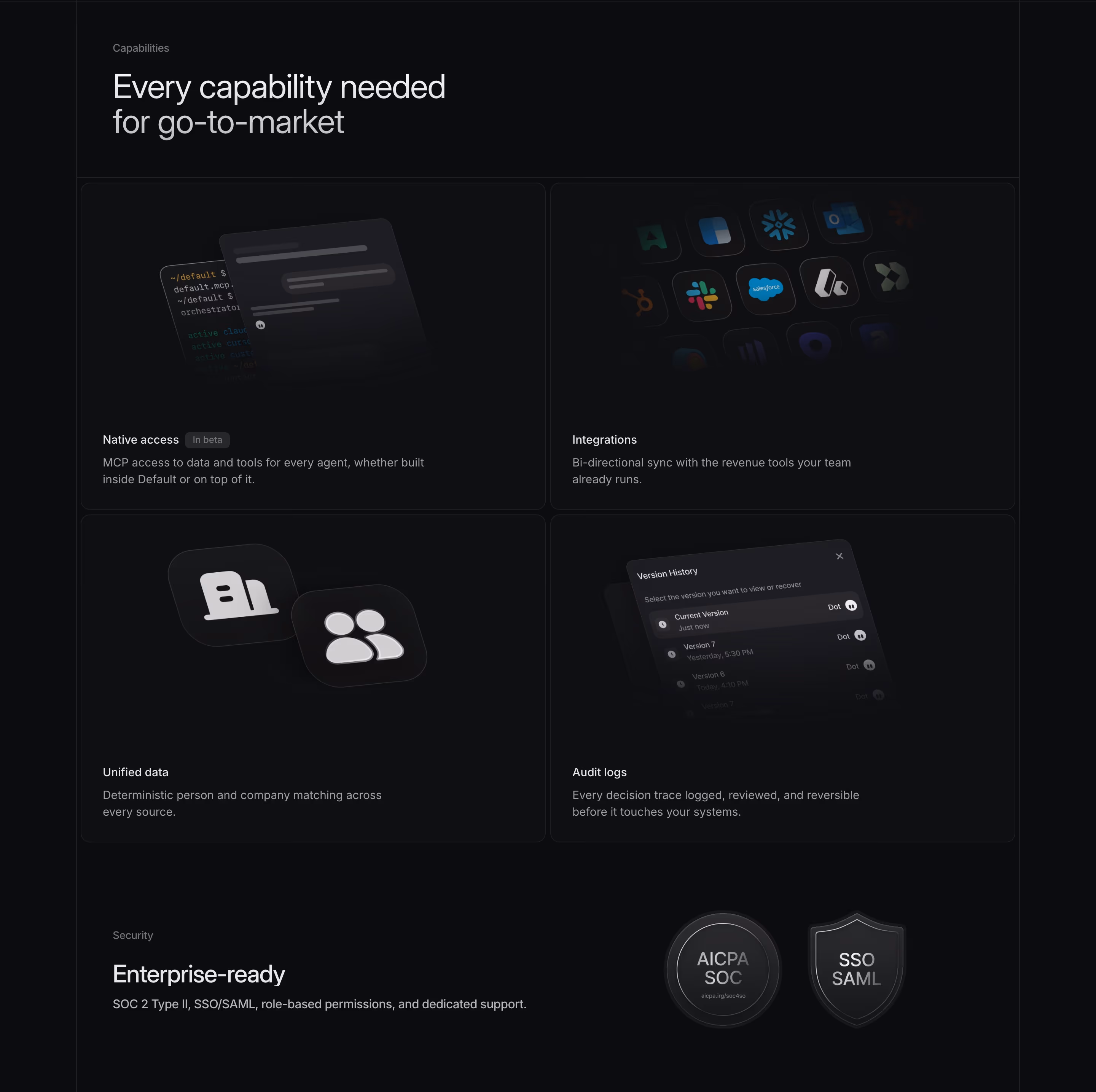 Default feature design — Sales & Support
