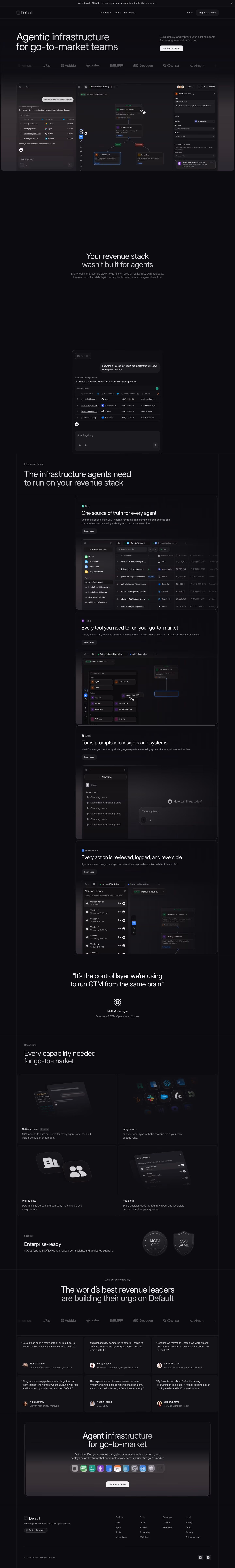 Default landing page design — Sales & Support