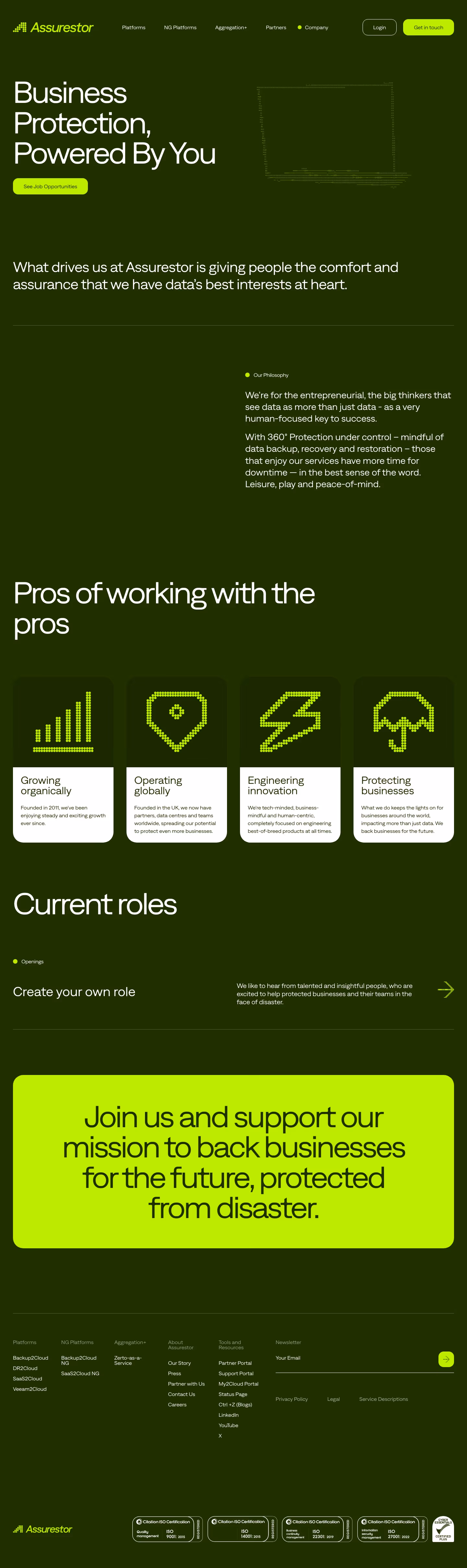 Assurestor Careers pages section design