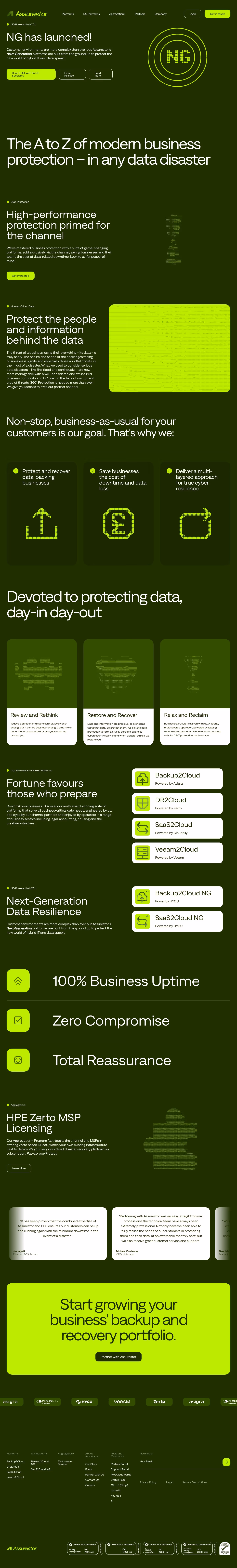 Assurestor landing page design — Engineering & Infrastructure