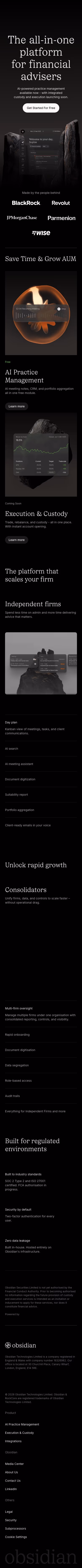Obsidianos mobile design — Finance & Commerce
