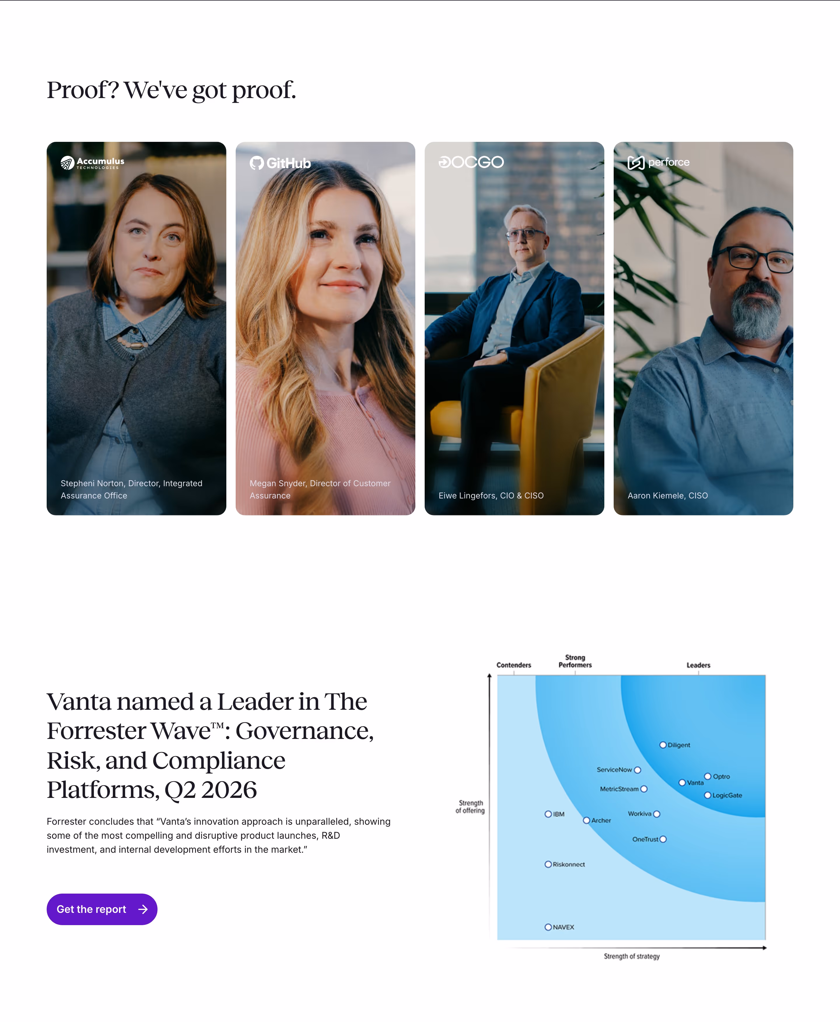 Vanta Testimonials section design