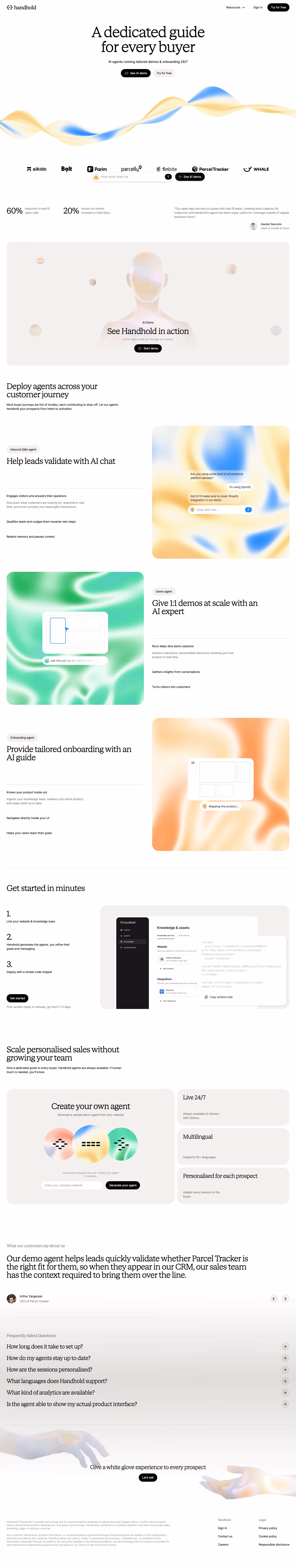 Handhold full landing page screenshot (desktop)
