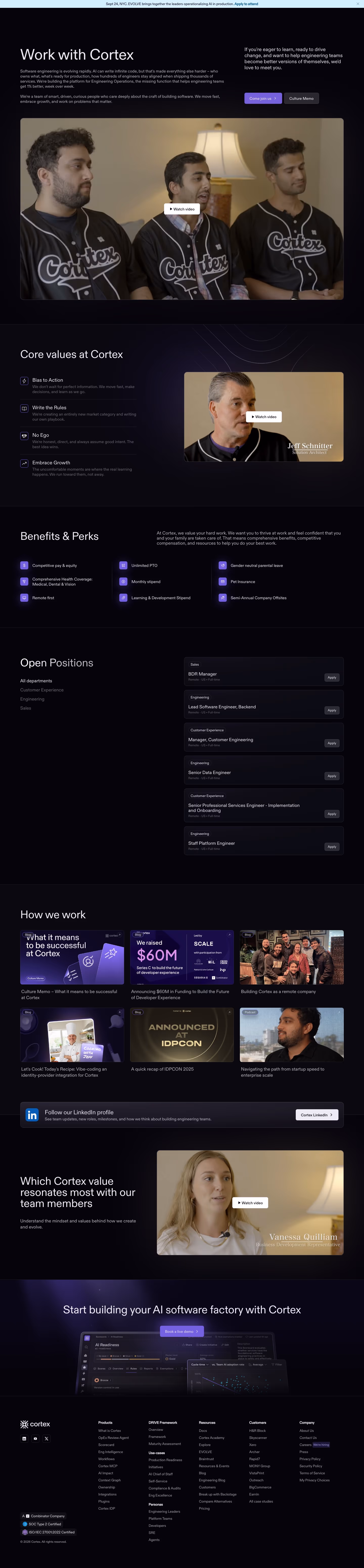Cortex Careers pages section design