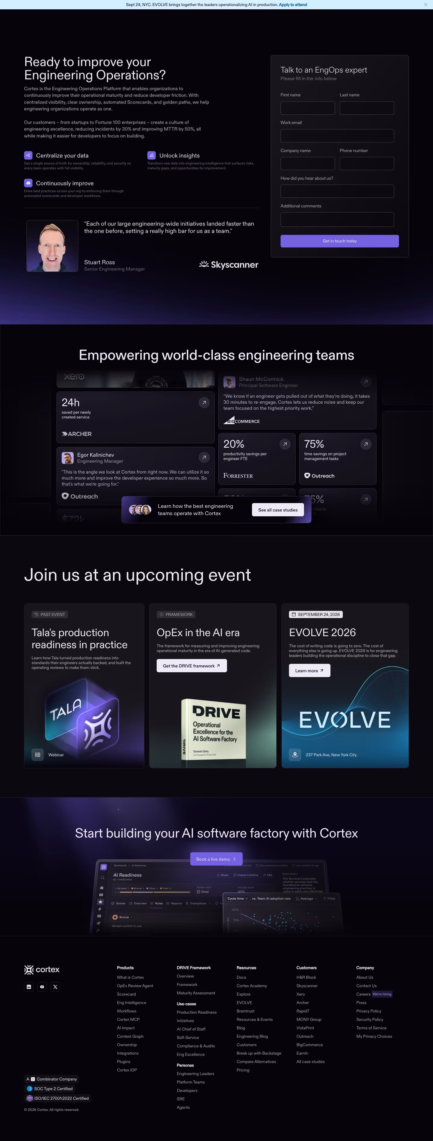 Cortex Contact Us section design