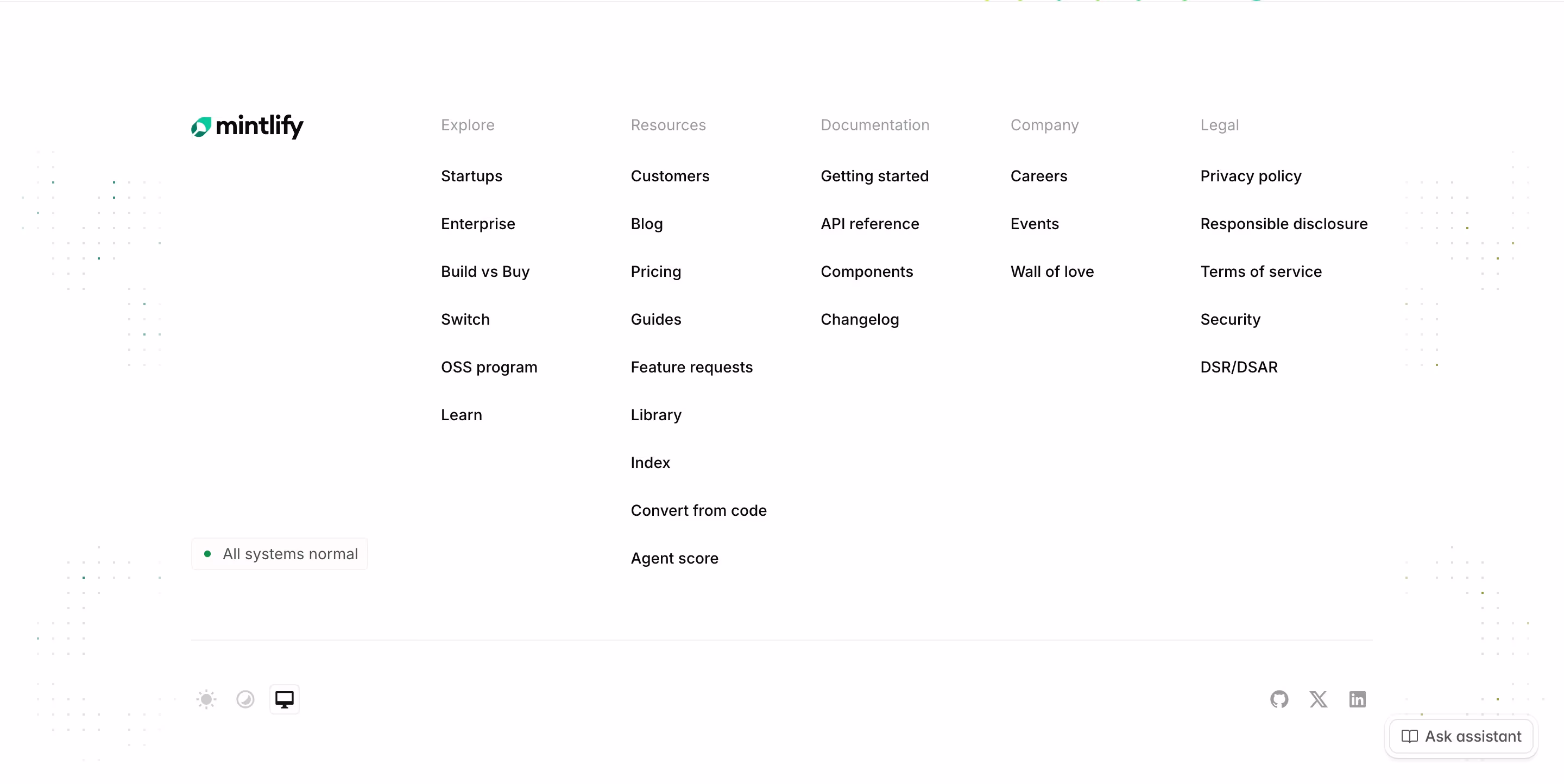 Mintlify footer design — Engineering & Infrastructure
