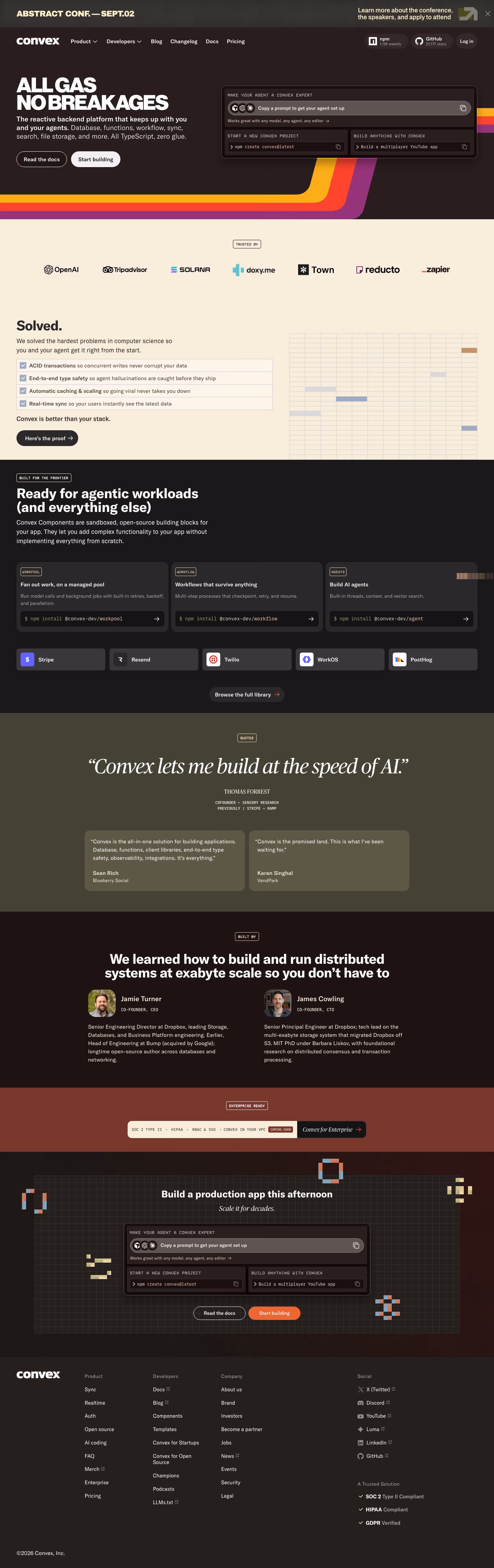 Convex full landing page screenshot (desktop)