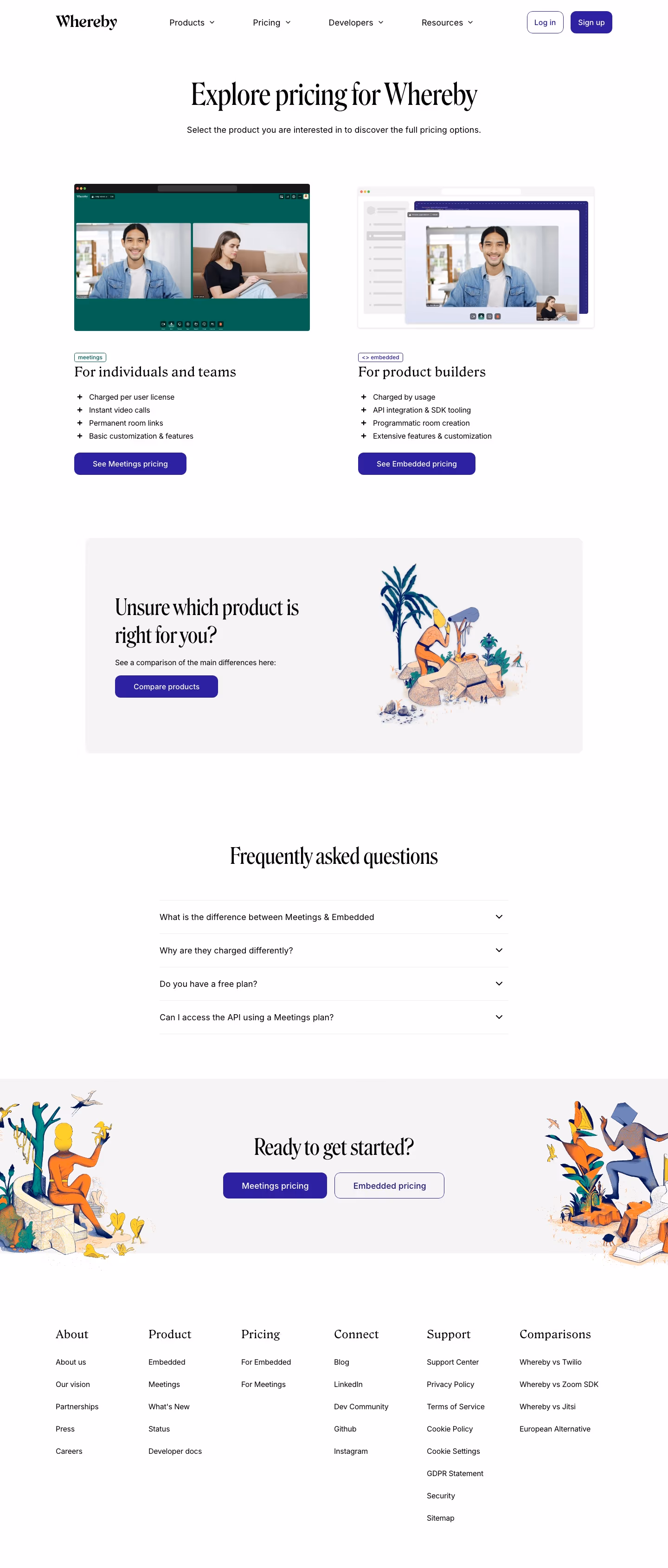 Whereby Pricing & Plans section design
