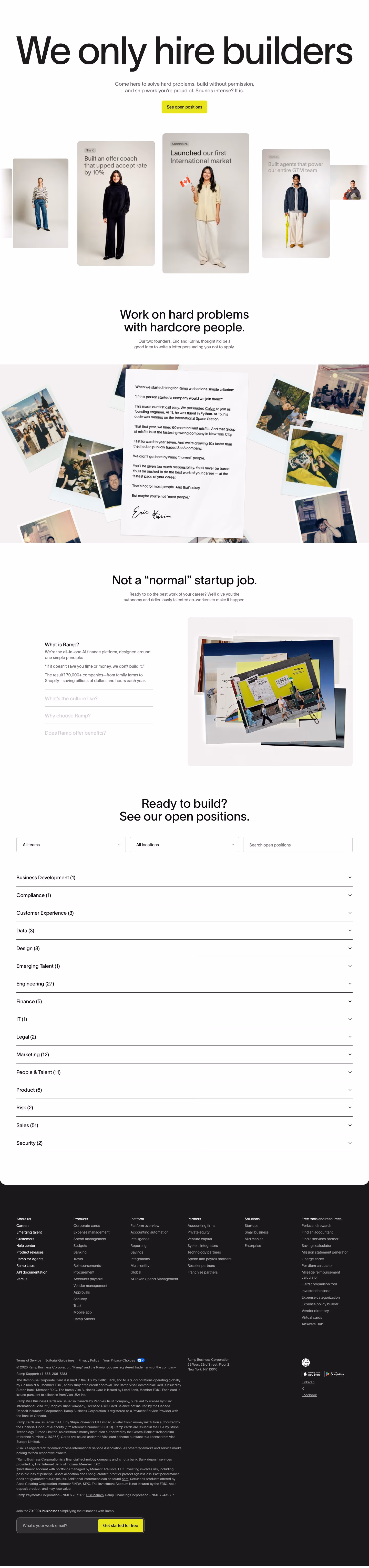 Ramp Careers pages section design