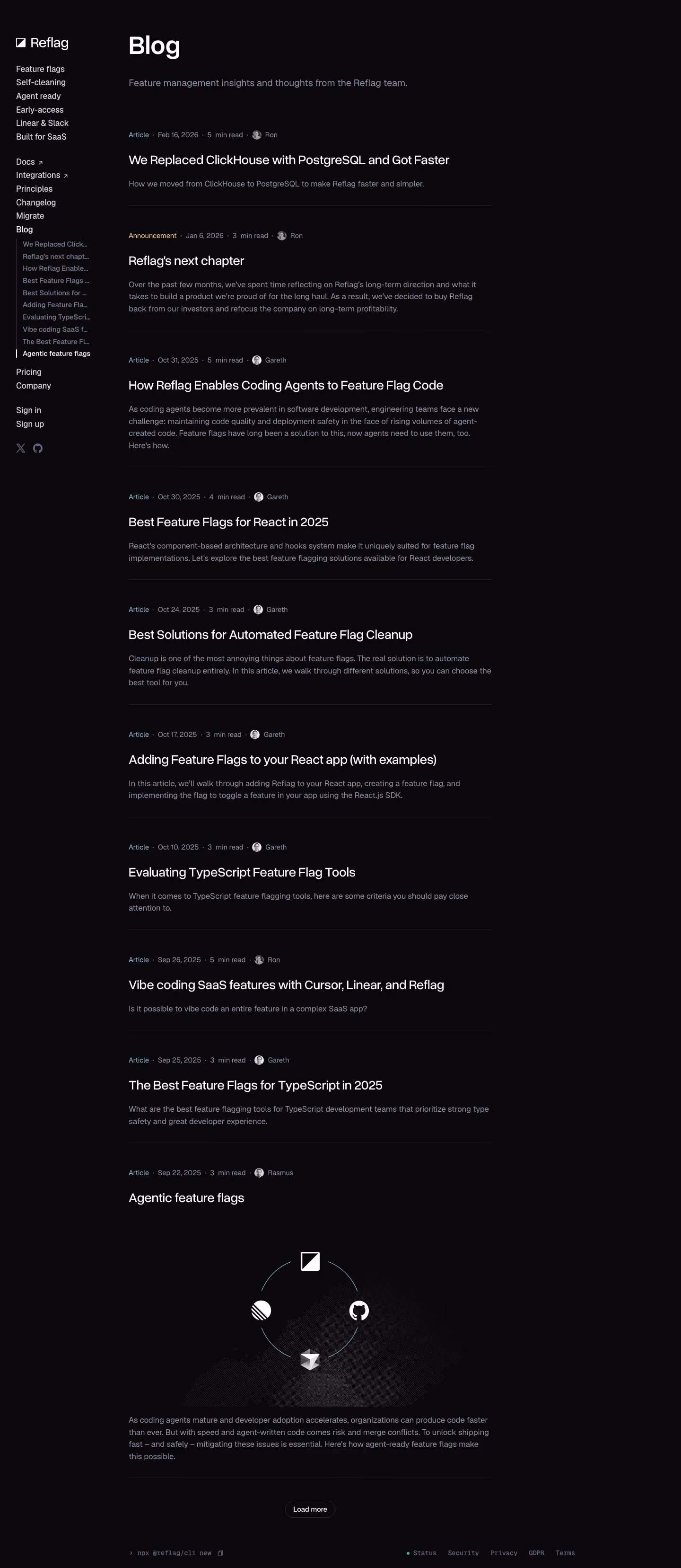 Reflag Blog pages section design
