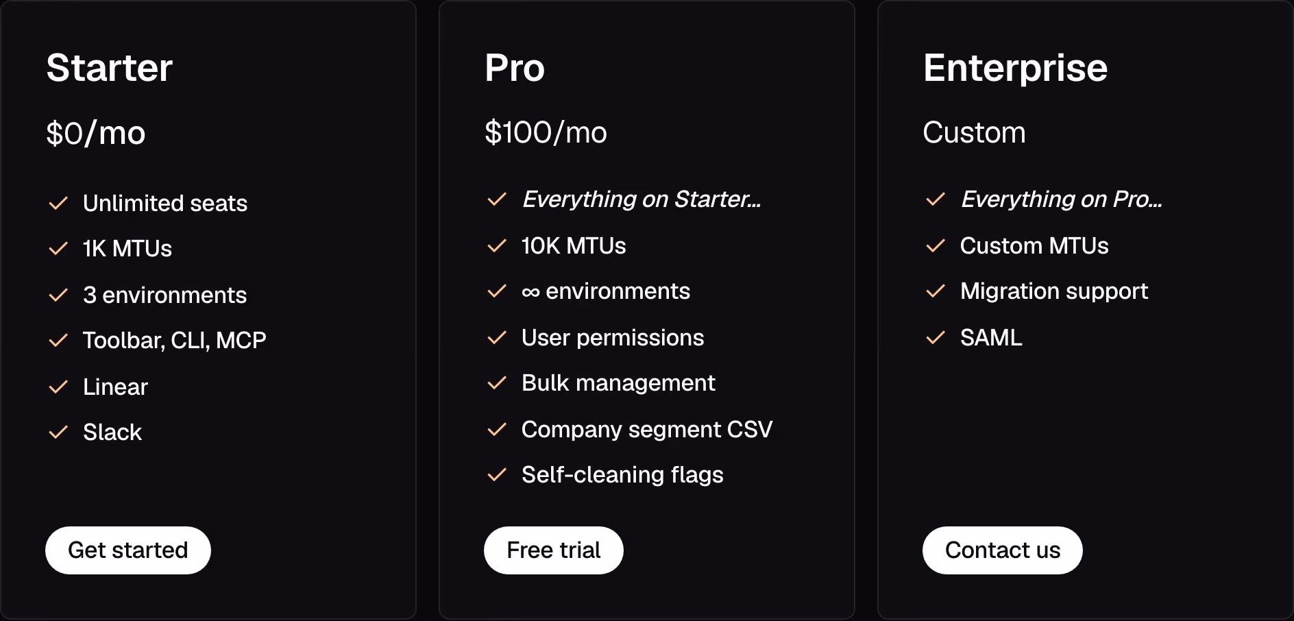Reflag Pricing section design