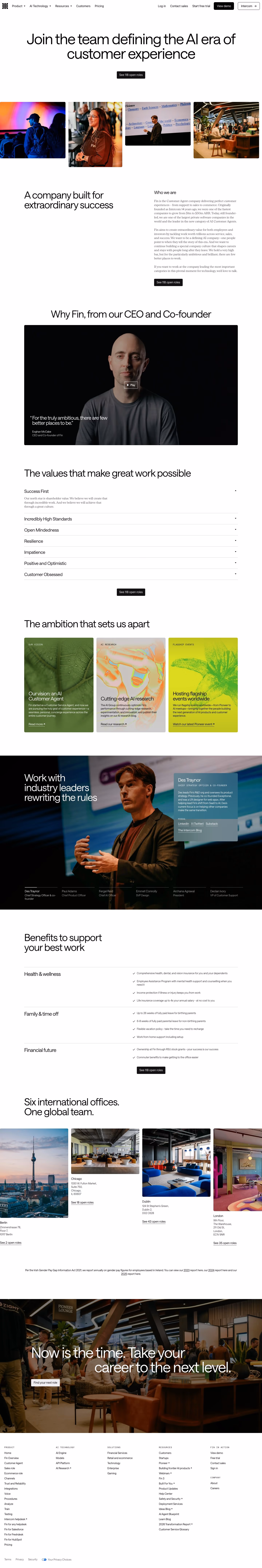 Fin Careers pages section design