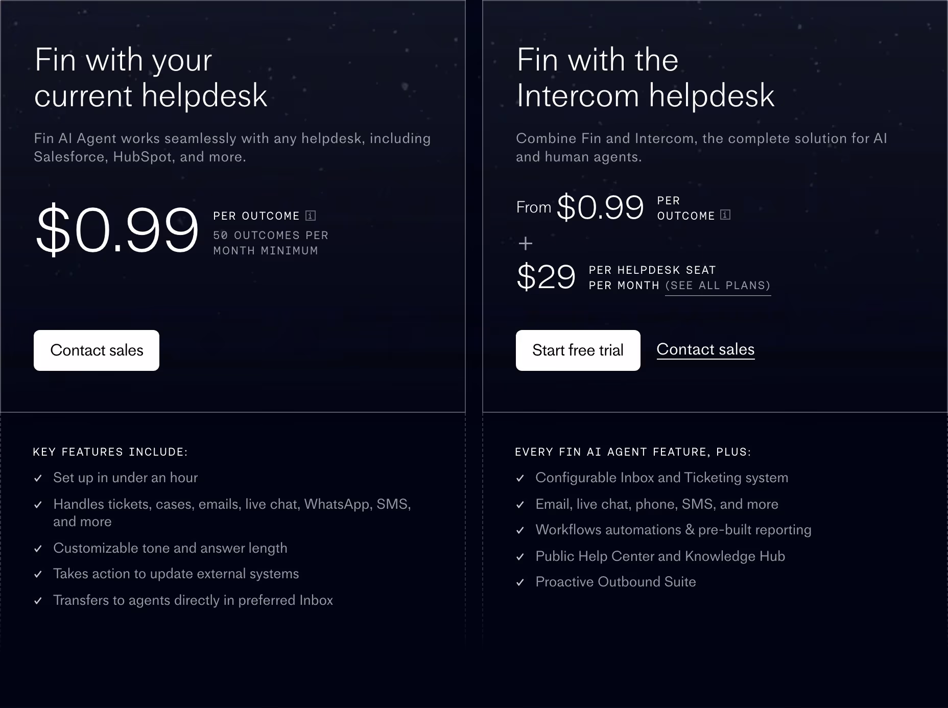 Fin Pricing section design